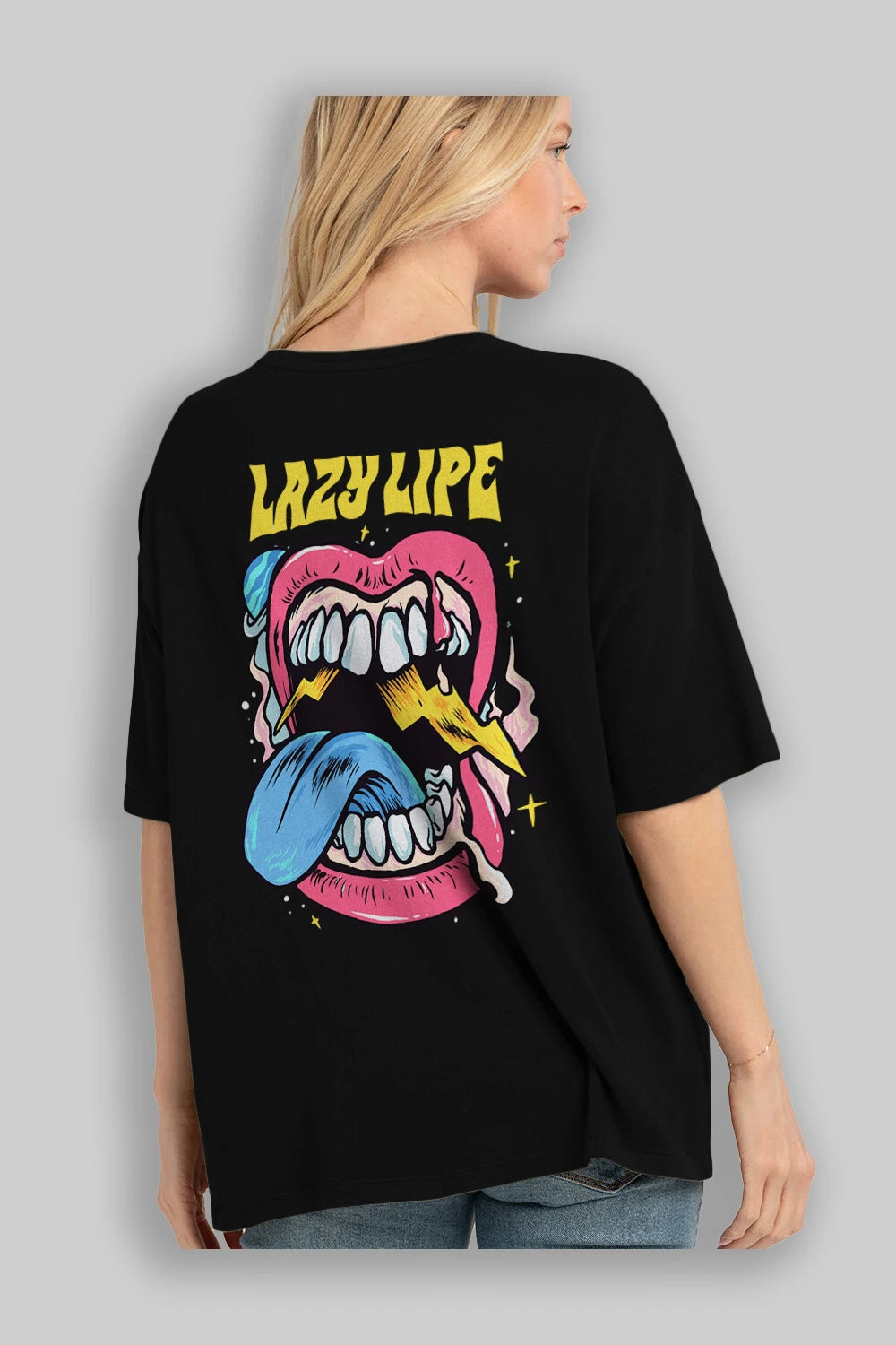 Lazy Lipe Arka Baskılı Oversize t-shirt Erkek Kadın Unisex