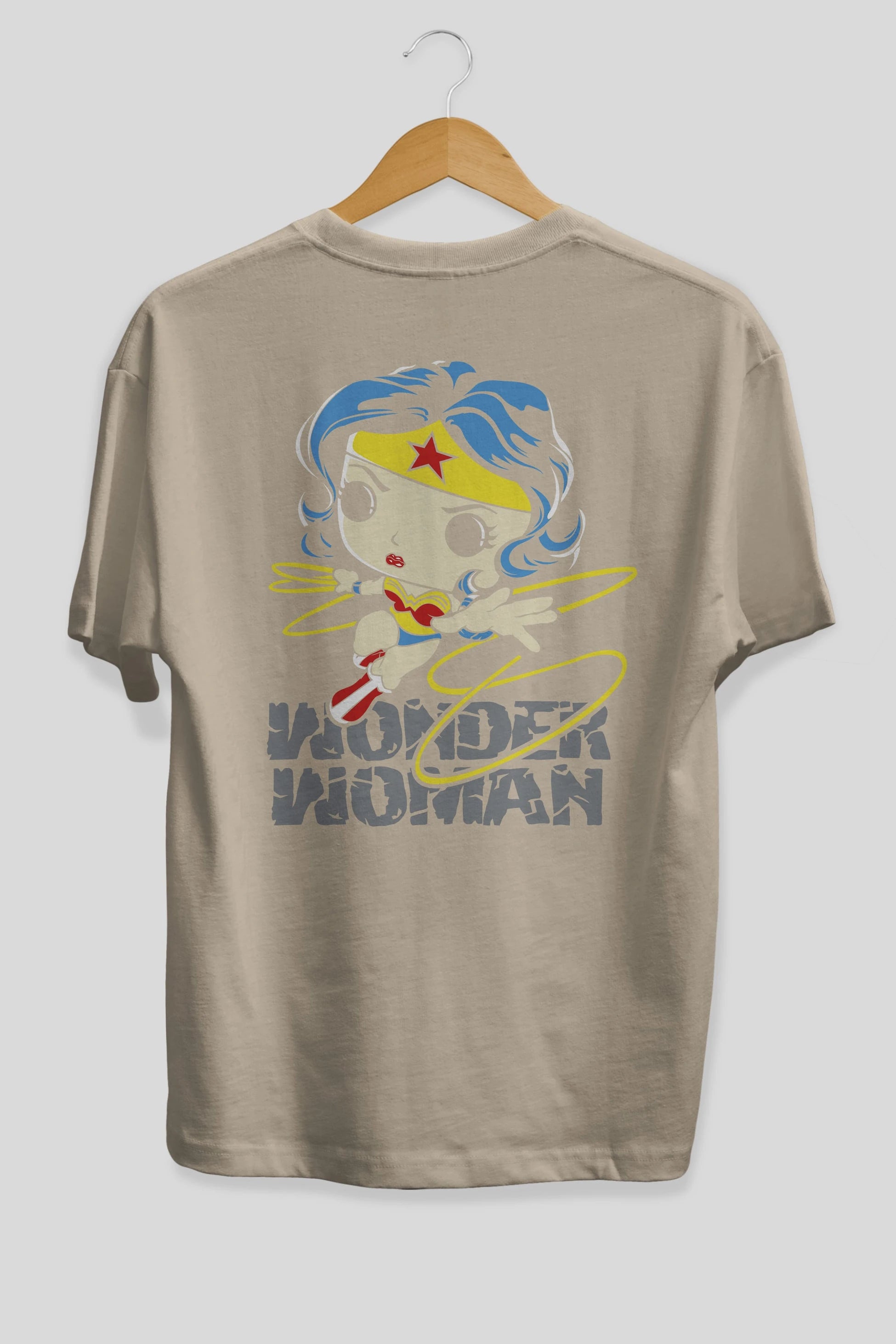 Wonder Woman Arka Baskılı Oversize t-shirt Erkek Kadın Unisex %100 Pamuk Bisiklet Yaka tişort