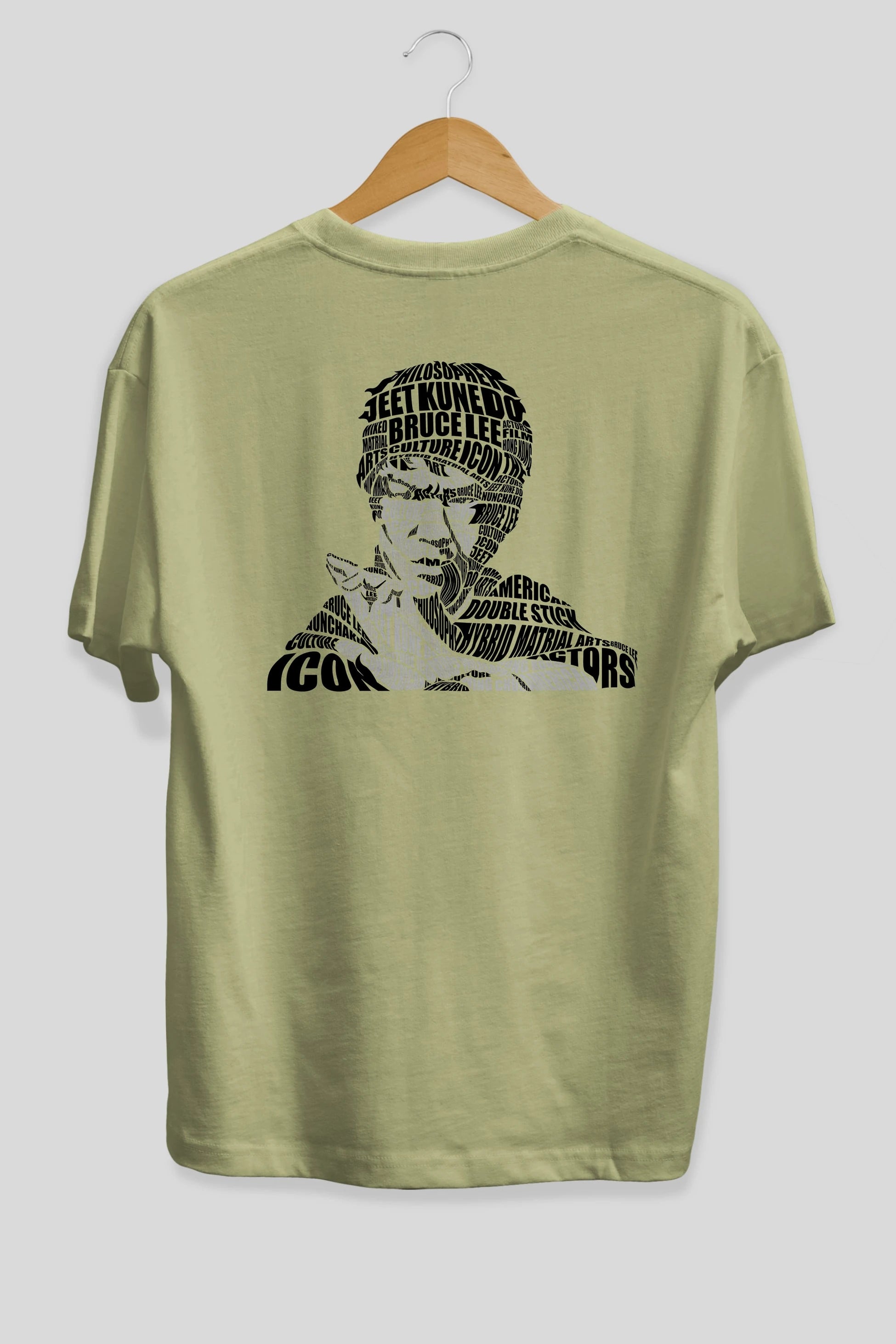 Bruce Lee Calligram Arka Baskılı Oversize t-shirt %100 pamuk Erkek Kadın Unisex