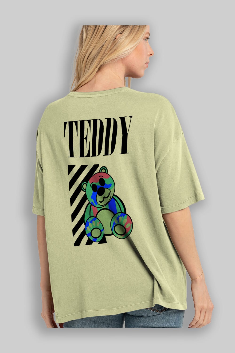 Teddy Bear 2 Arka Baskılı Oversize t-shirt Erkek Kadın Unisex