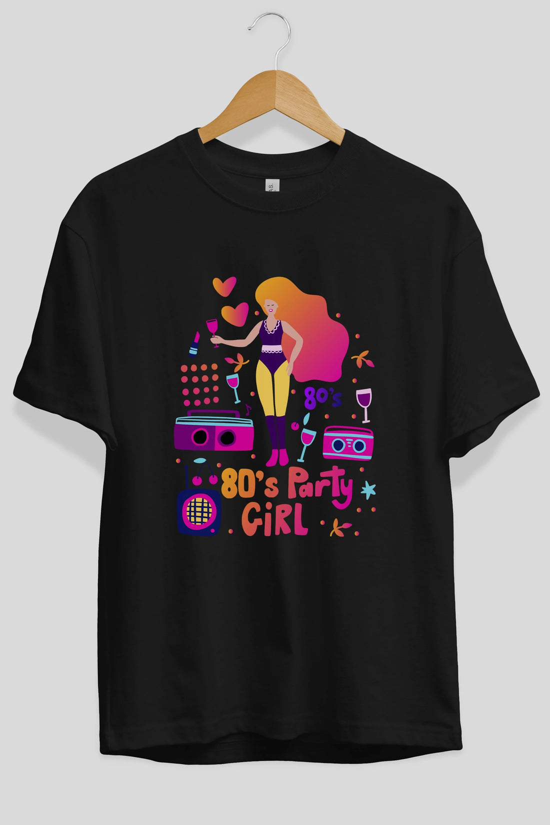 Retro Girl Party Ön Baskılı Oversize t-shirt Erkek Kadın Unisex