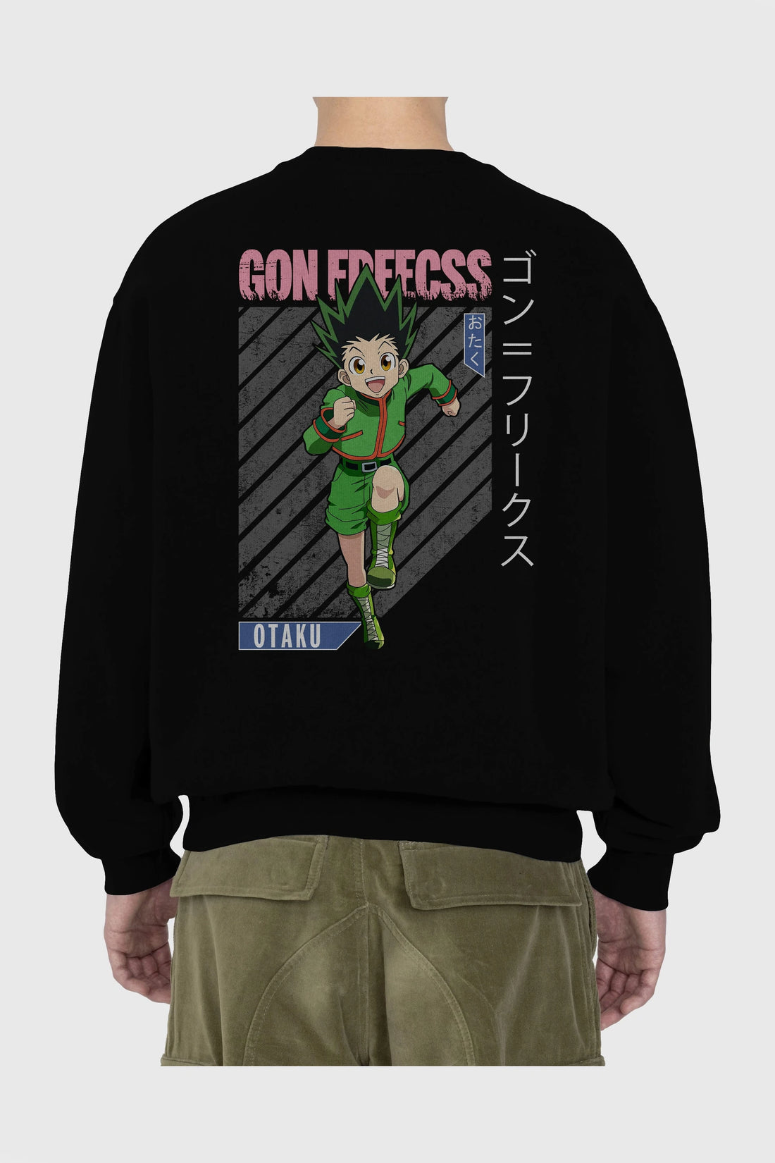 Gon Freecss HUNTER X HUNTER Anime Arka Baskılı Oversize Sweatshirt Erkek Kadın Unisex