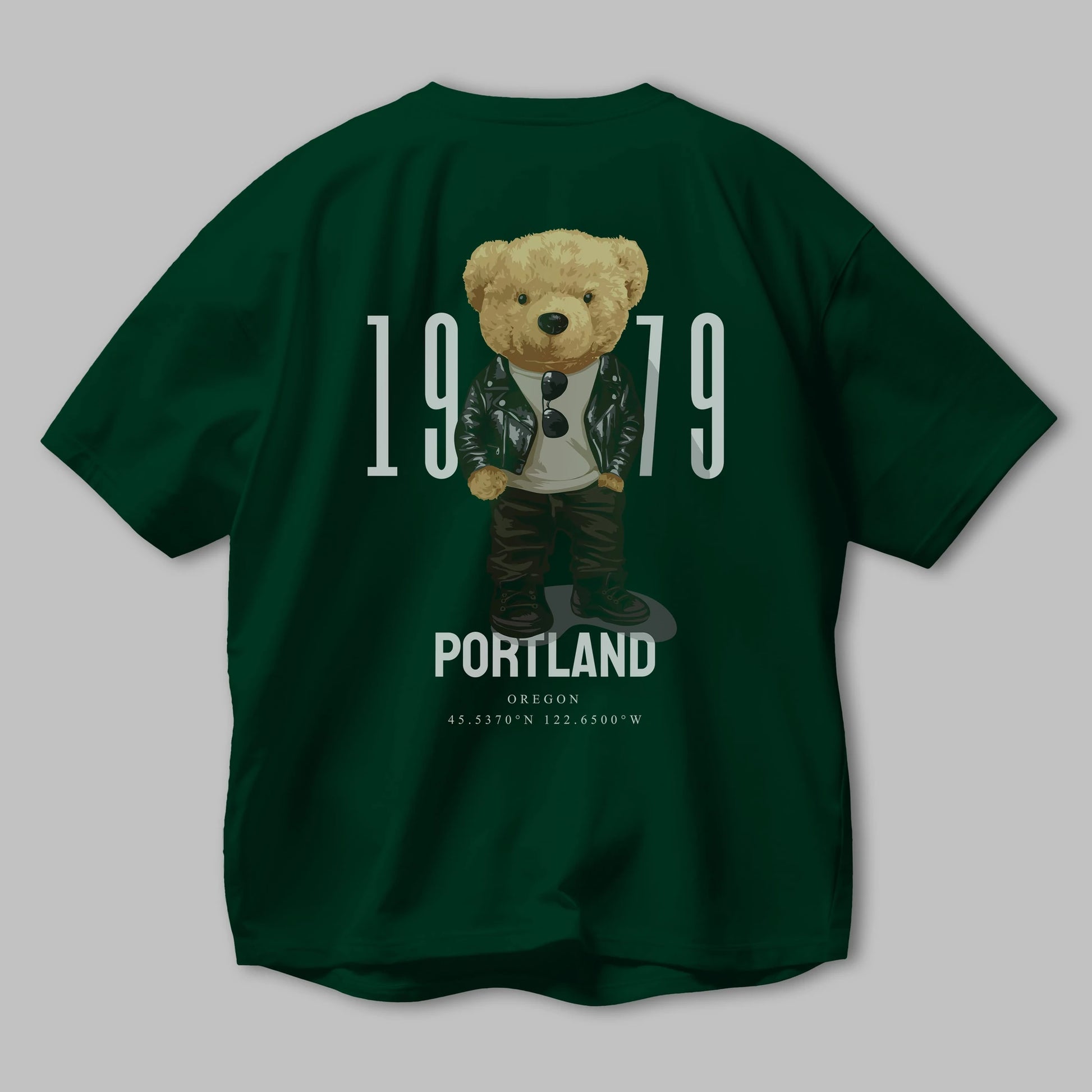 Teddy Bear Portland Arka Baskılı Oversize t-shirt Erkek Kadın Unisex %100 Pamuk