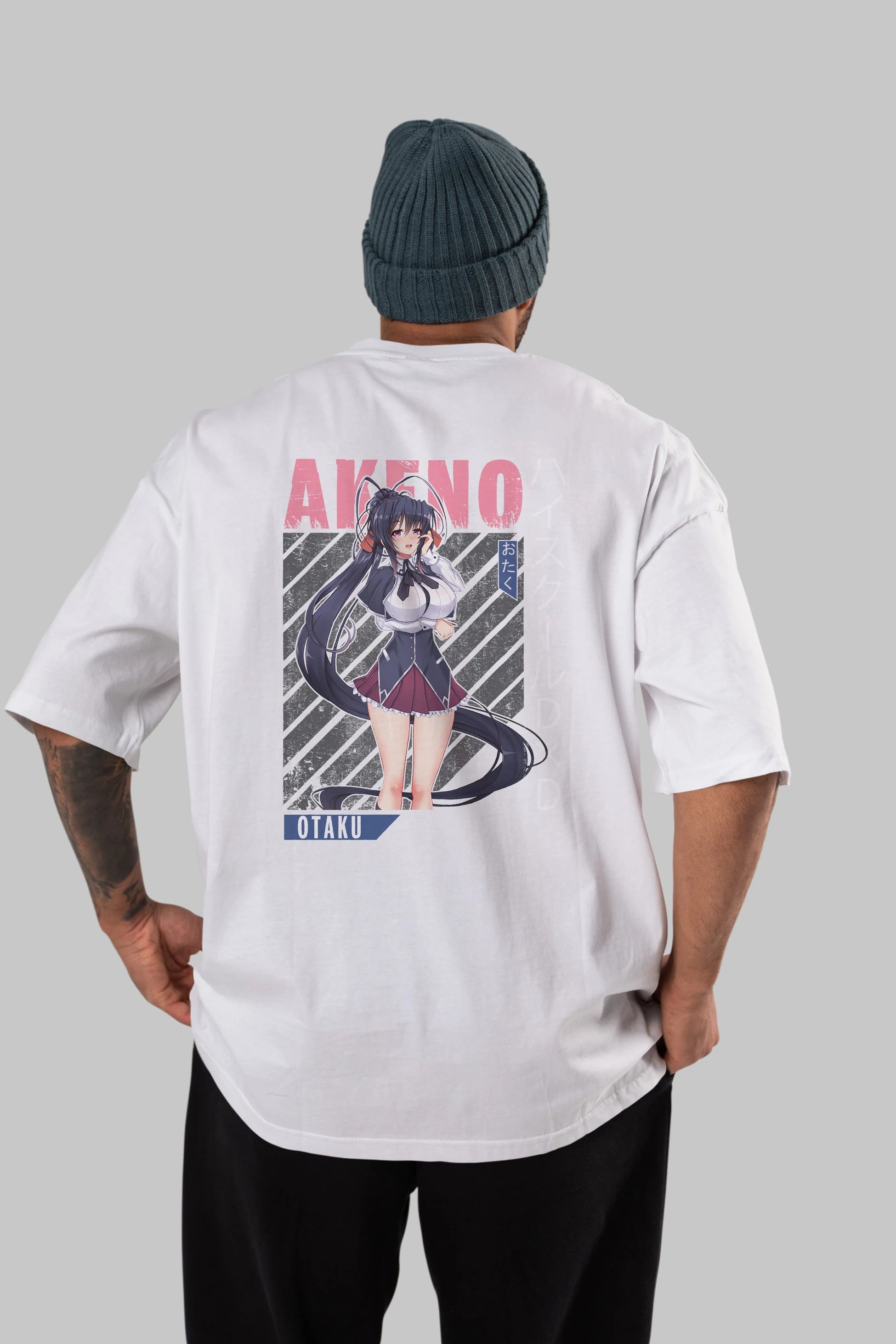 Akeno Himejima 4 Anime Arka Baskılı Oversize t-shirt Erkek Kadın Unisex