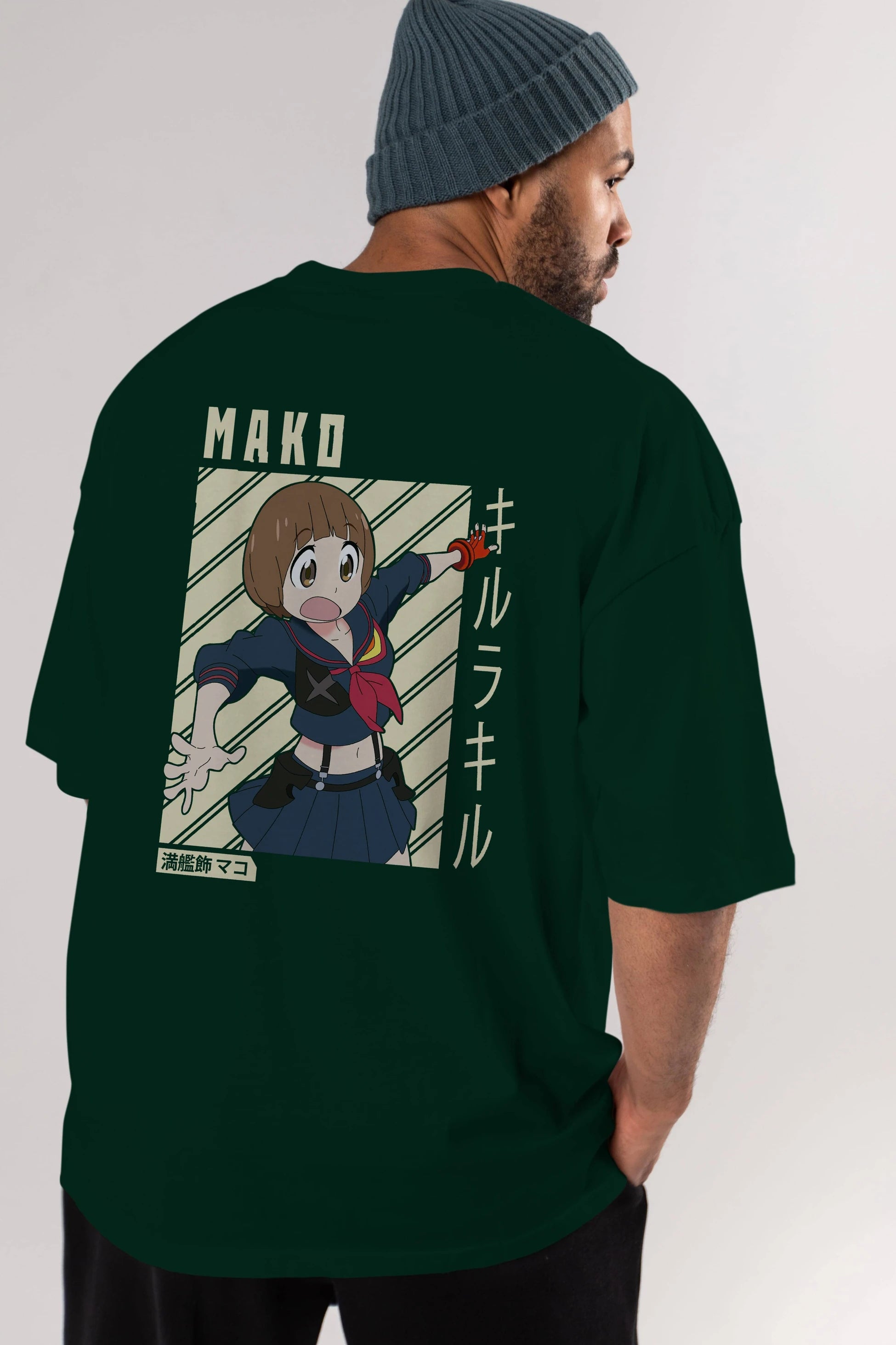 Mako Mankanshoku 1 Anime Arka Baskılı Oversize t-shirt Erkek Kadın Unisex