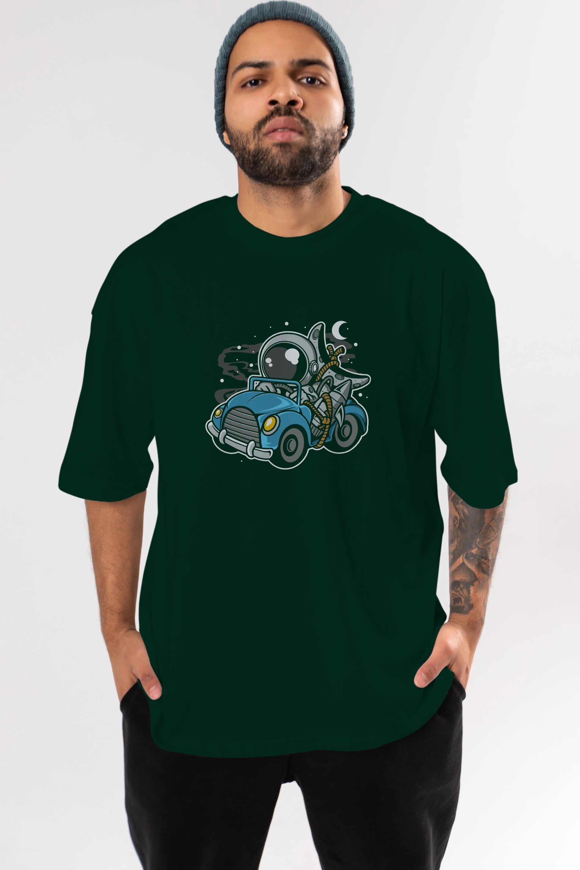 Astronaut Journey Ön Baskılı Oversize t-shirt Erkek Kadın Unisex