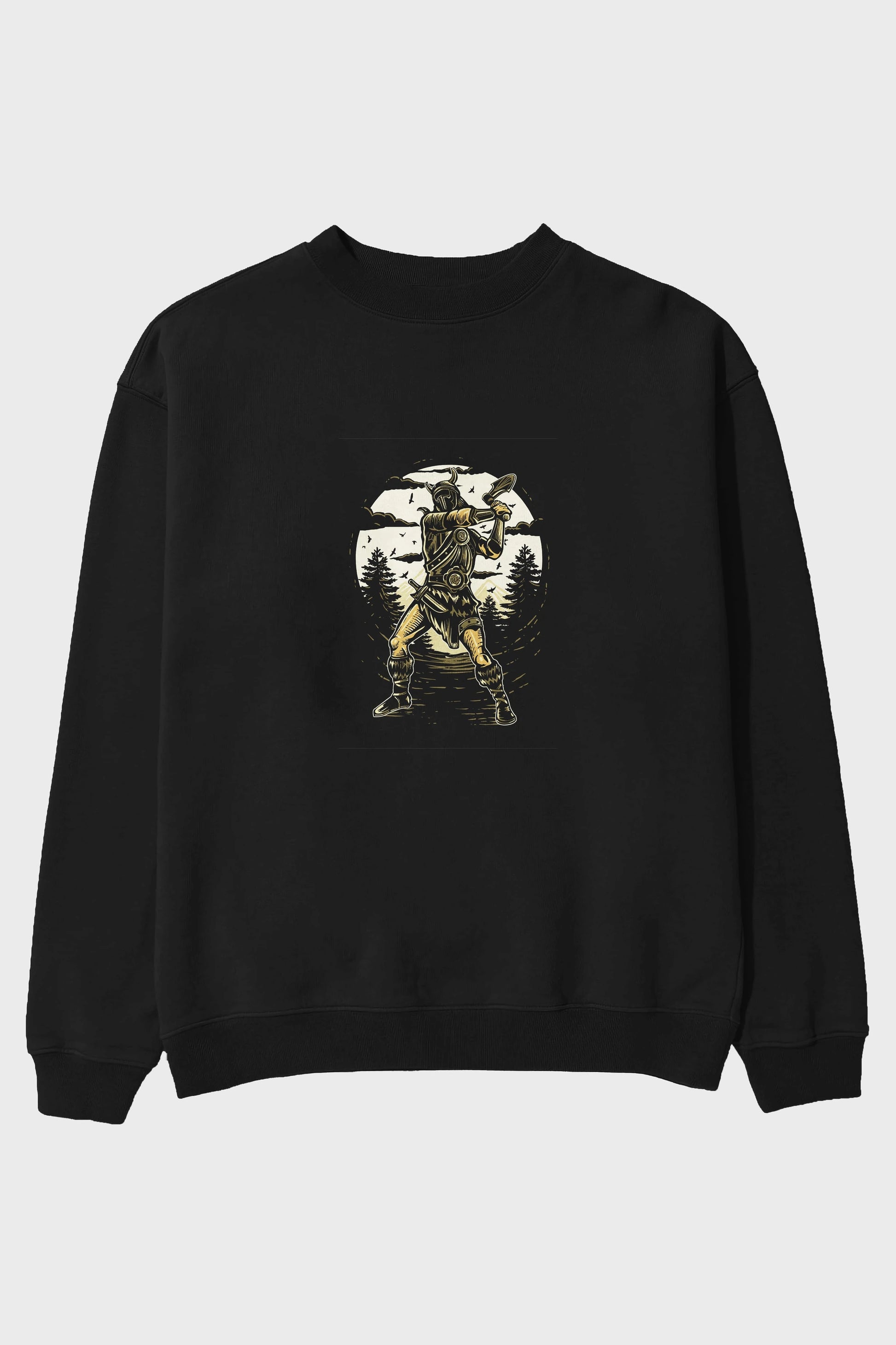Viking Ön Baskılı Oversize Sweatshirt Erkek Kadın Unisex