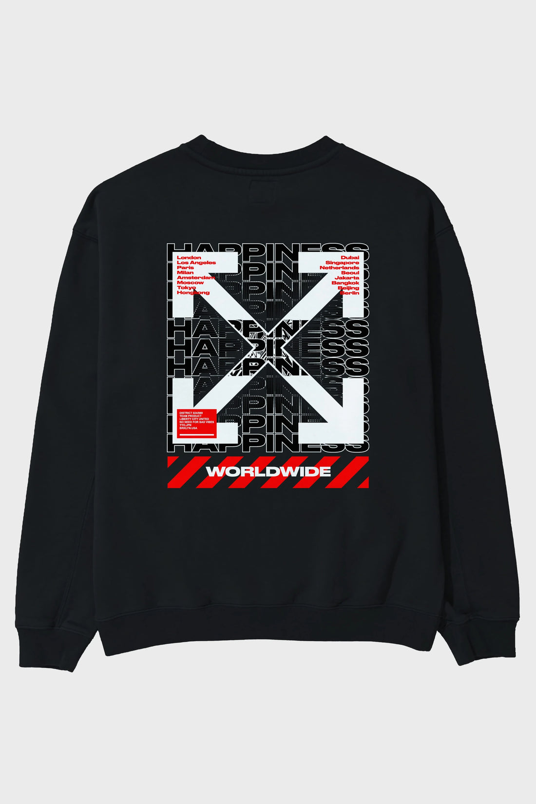Happiness Worldwide Arka Baskılı Oversize Sweatshirt Erkek Kadın Unisex