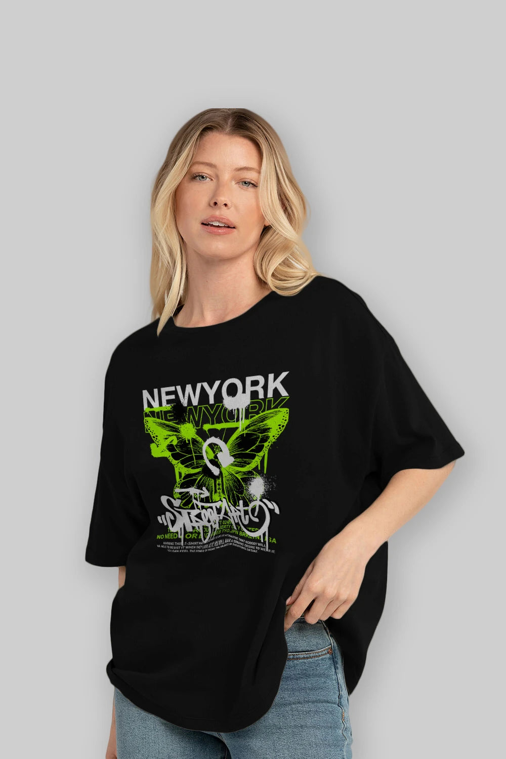 New York Street Style Ön Baskılı Oversize t-shirt Erkek Kadın Unisex