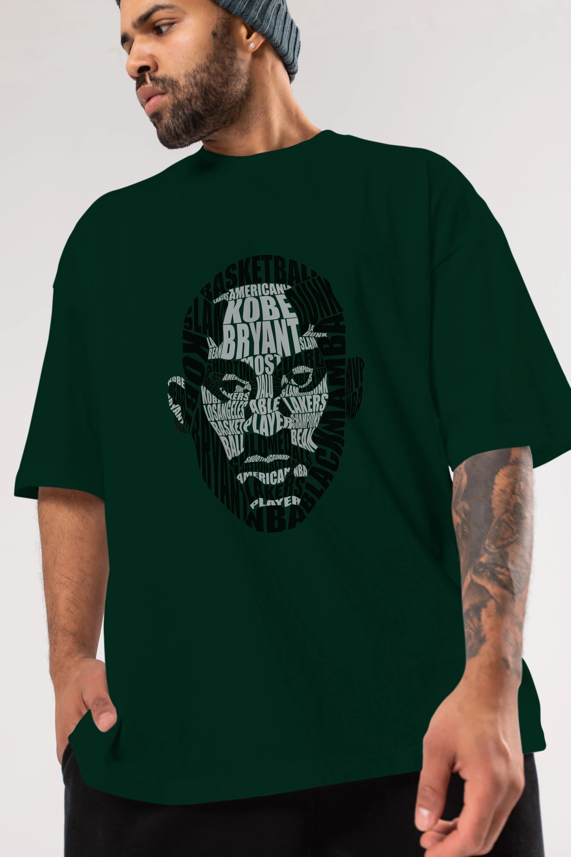 Kobe Bryan Calligram Ön Baskılı Oversize t-shirt %100 pamuk Erkek Kadın Unisex
