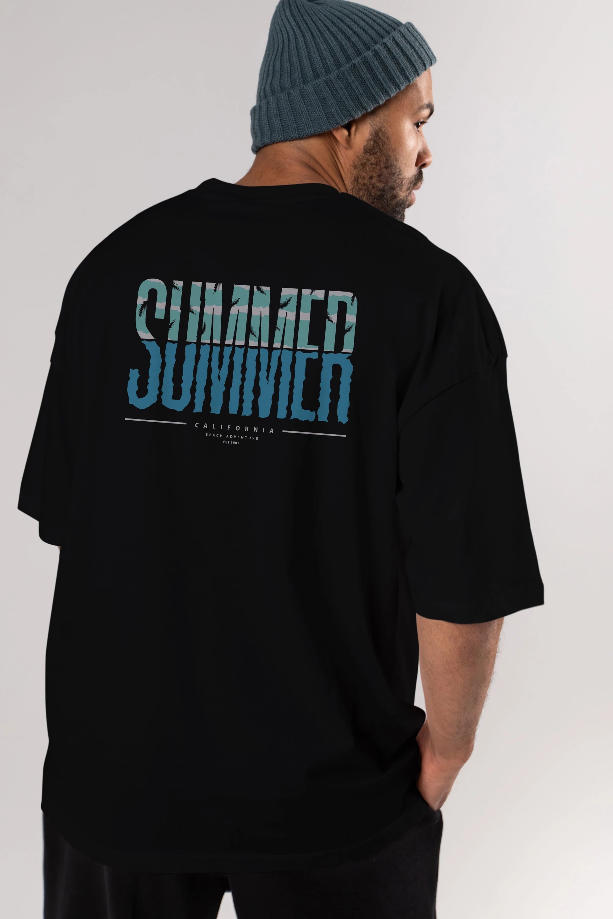 Summer California Arka Baskılı Oversize t-shirt Erkek Kadın Unisex