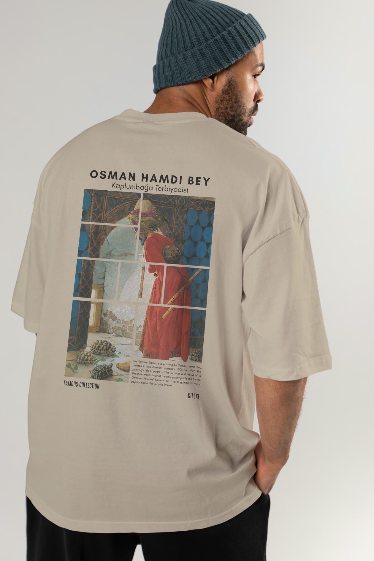 Osman Hamdi Bey Arka Baskılı Oversize t-shirt Erkek Kadın Bisiklet Yaka Pamuk tişort
