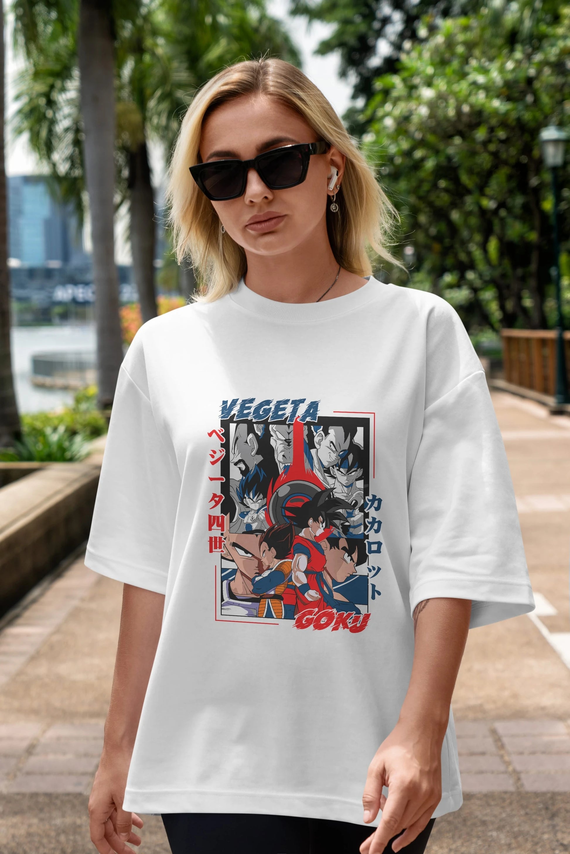 VEGETA VS GOKU Anime Ön Baskılı Oversize t-shirt %100 pamuk Erkek Kadın Unisex