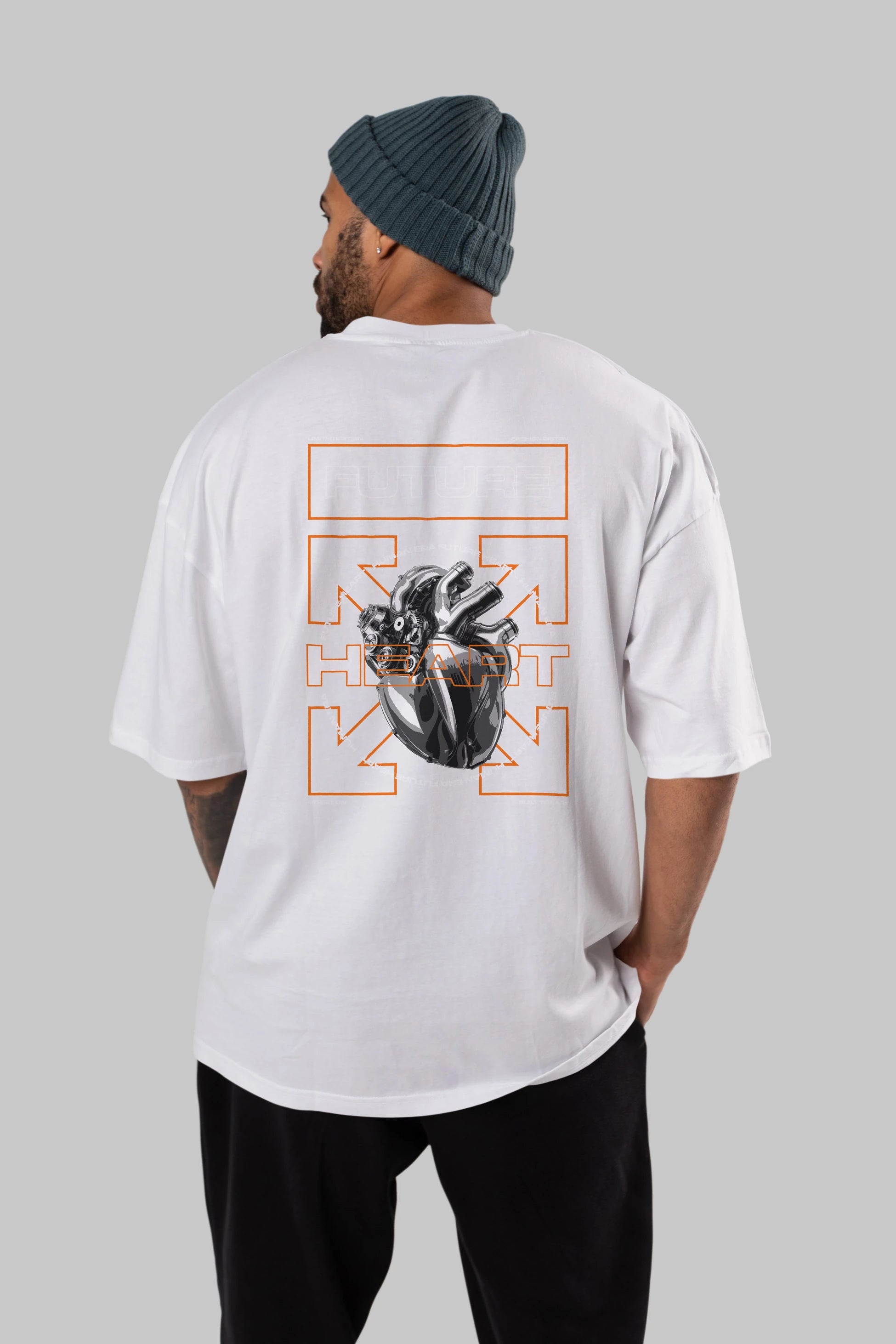 Future Heart Arka Baskılı Oversize t-shirt Erkek Kadın Unisex