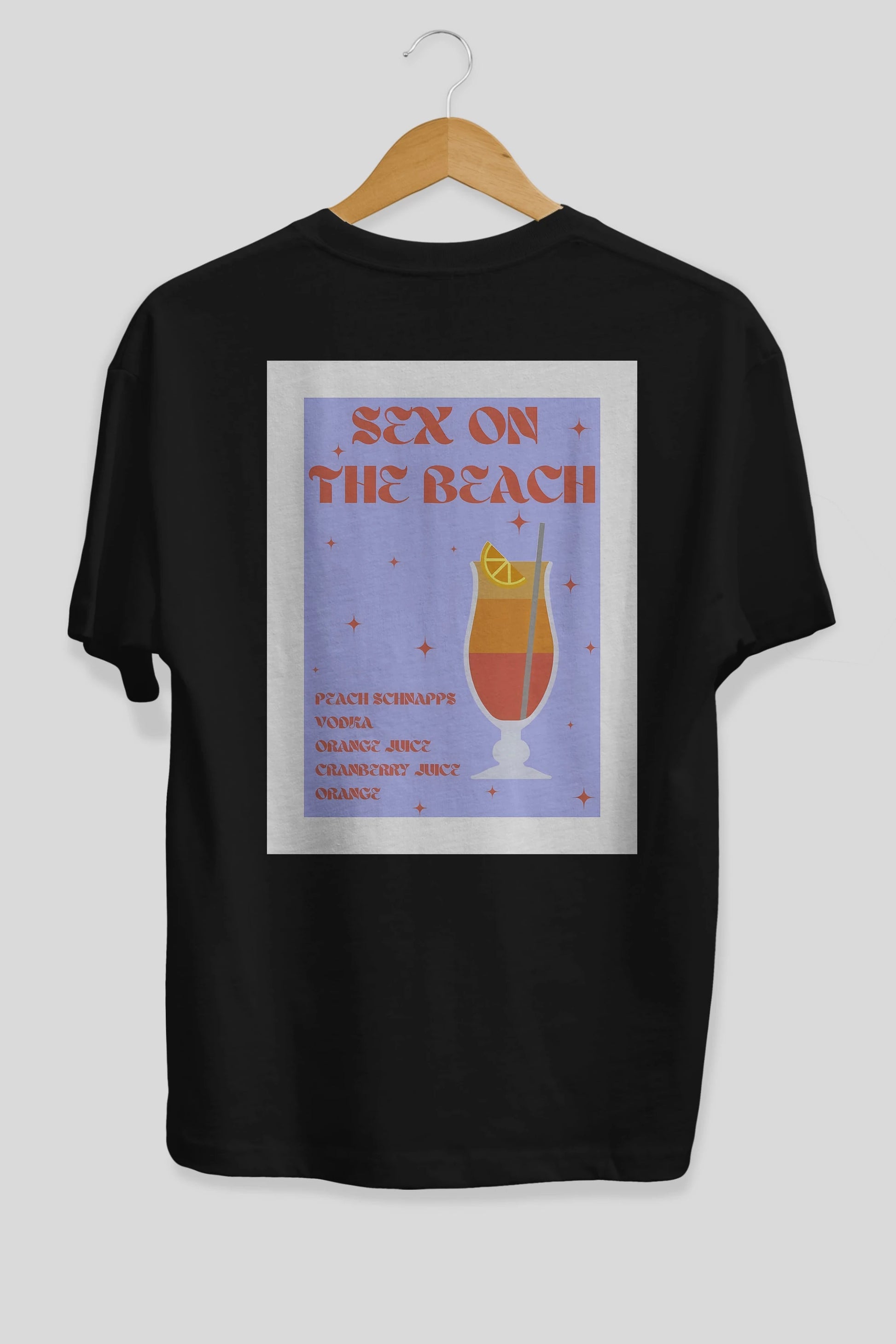 Sex On The Beach Arka Baskılı Oversize t-shirt Erkek Kadın Unisex %100 Pamuk Bisiklet Yaka tişort