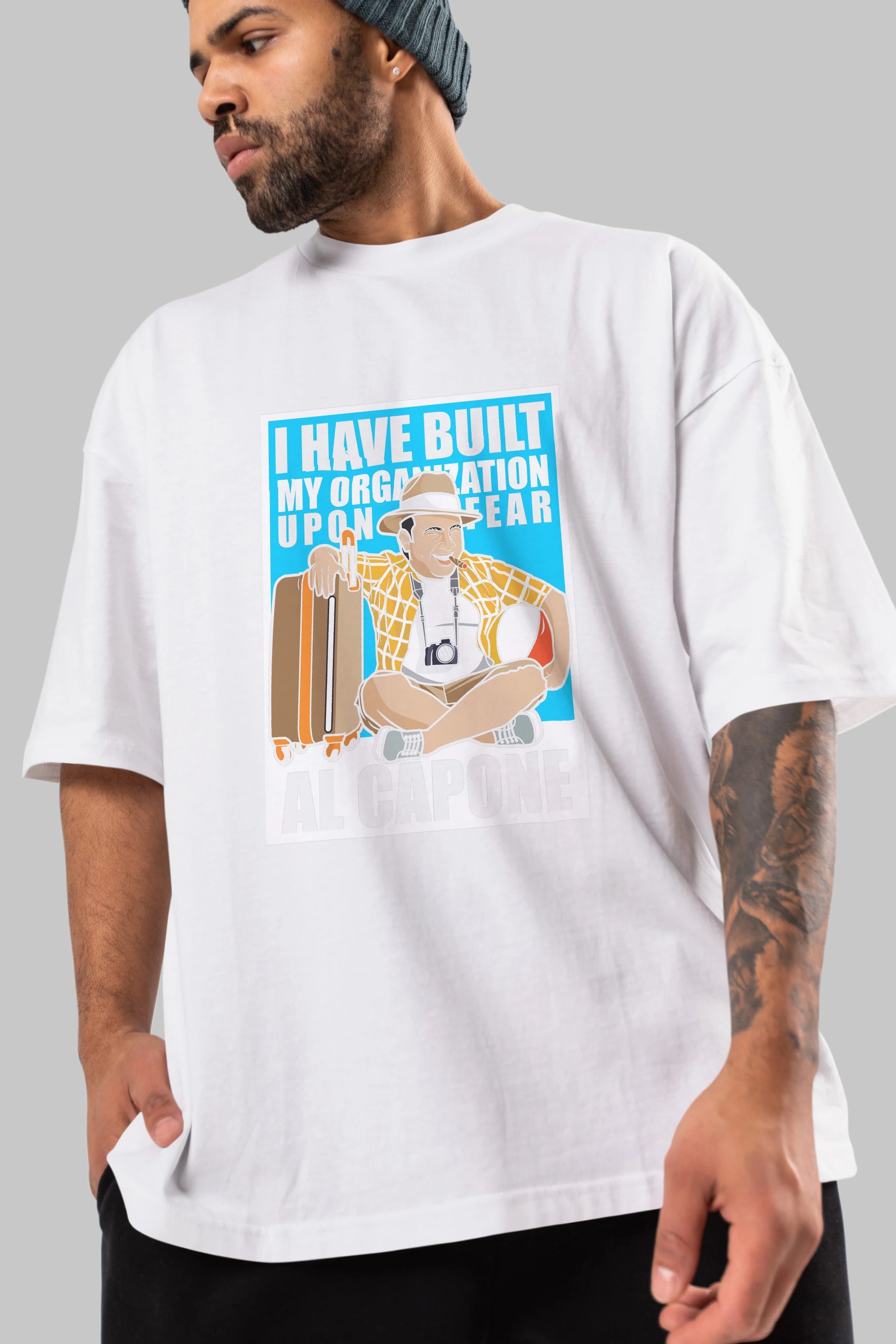 Al Capone Holiday Ön Baskılı Oversize t-shirt Erkek Kadın Unisex %100 Pamuk tişort