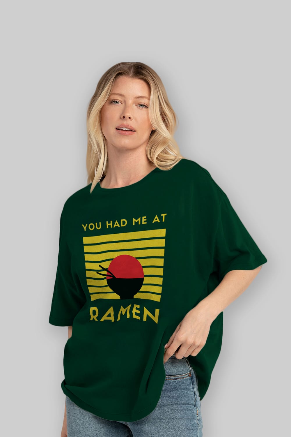 You Had me at Ramen Yazılı Ön Baskılı Oversize t-shirt Erkek Kadın Unisex