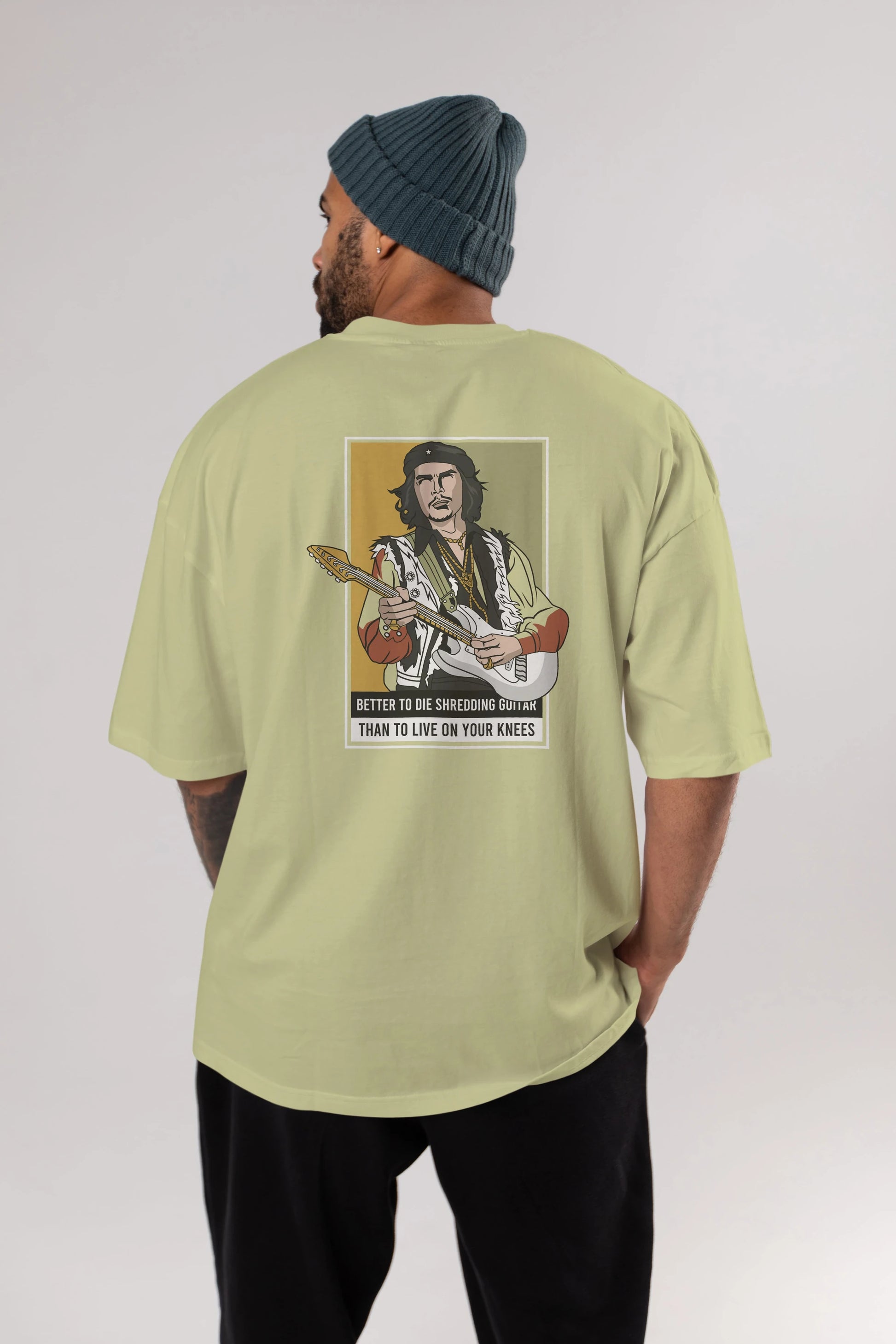 Che Guevara Hendrix Arka Baskılı Oversize t-shirt Erkek Kadın Unisex %100 Pamuk tişort