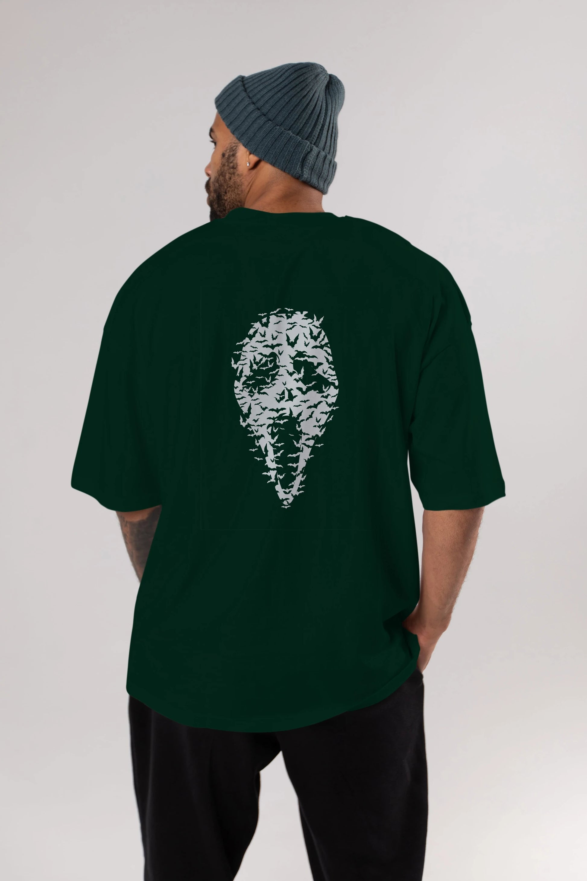 Ghost Face Bats Arka Baskılı Oversize t-shirt %100 pamuk Erkek Kadın Unisex