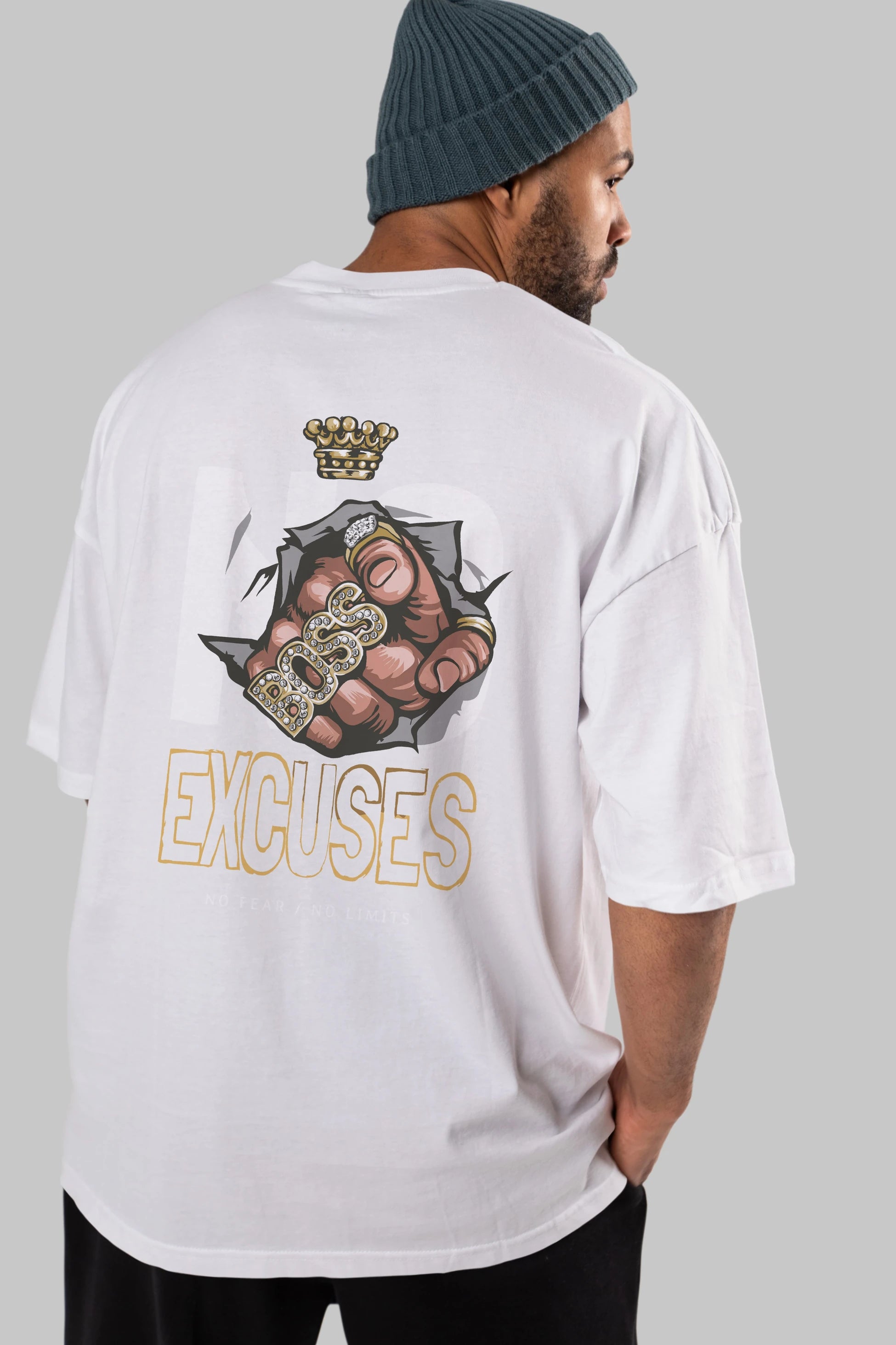 No Excuses Arka Baskılı Oversize t-shirt Erkek Kadın Unisex