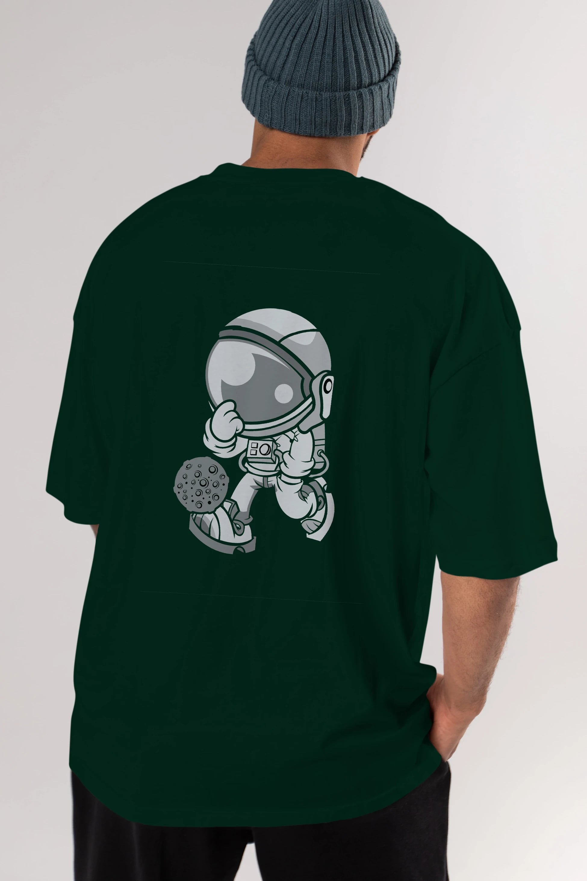 Street Astronaut Arka Baskılı Oversize t-shirt Erkek Kadın Unisex %100 Pamuk tişort