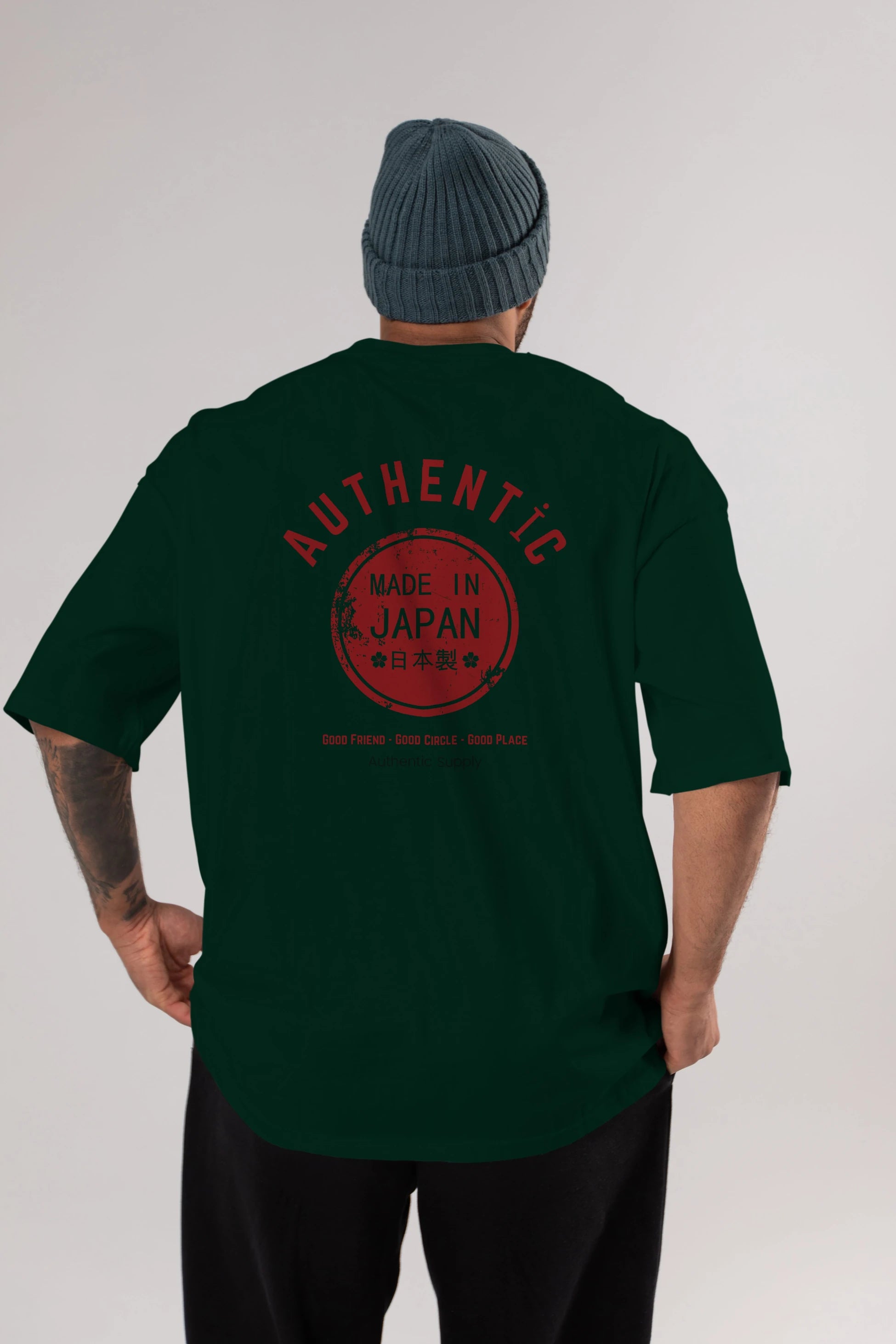 Authentic Japan Style Arka Baskılı Oversize t-shirt Erkek Kadın Unisex