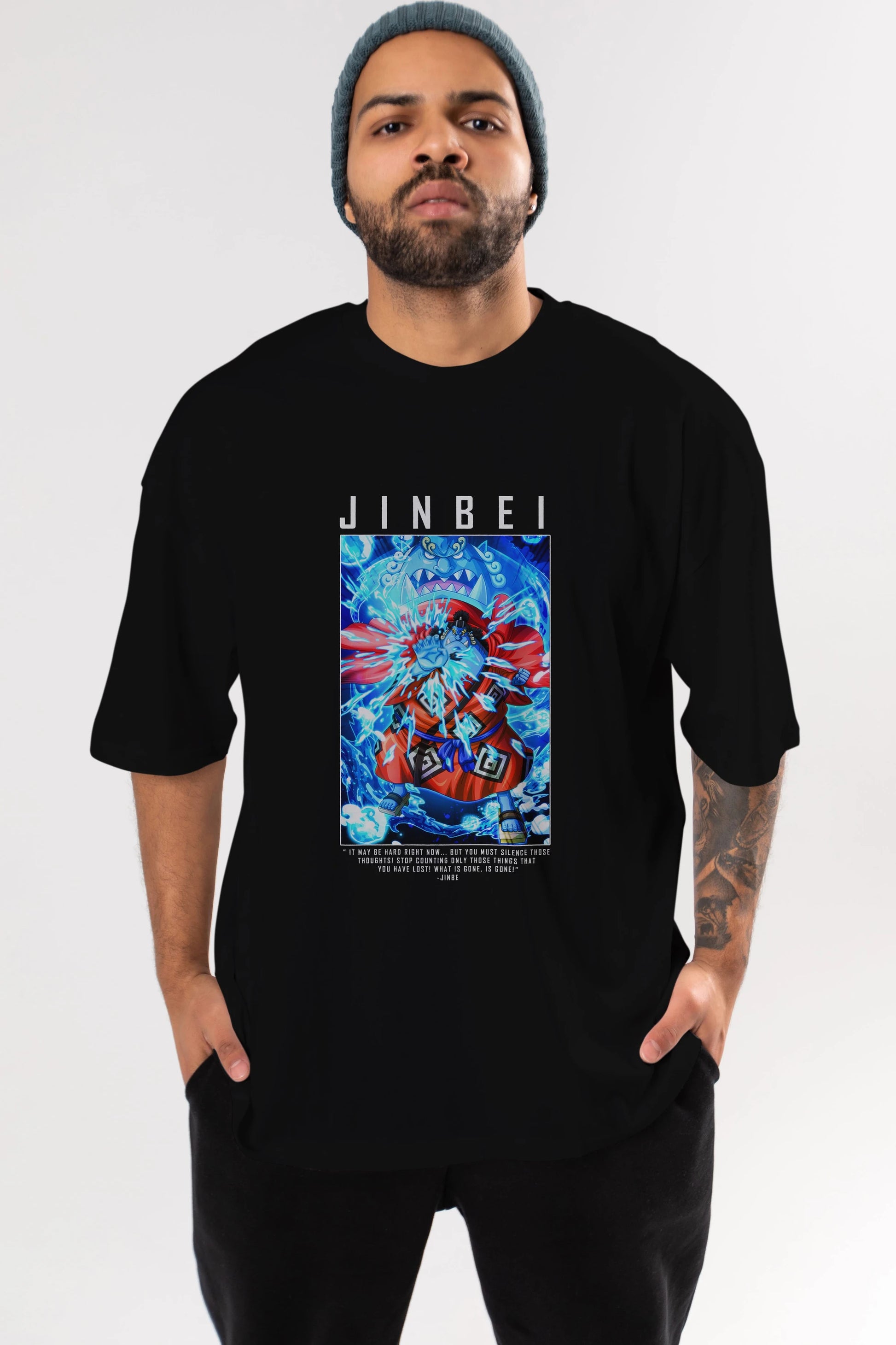 Jinbei Anime Ön Baskılı Oversize t-shirt Erkek Kadın Unisex