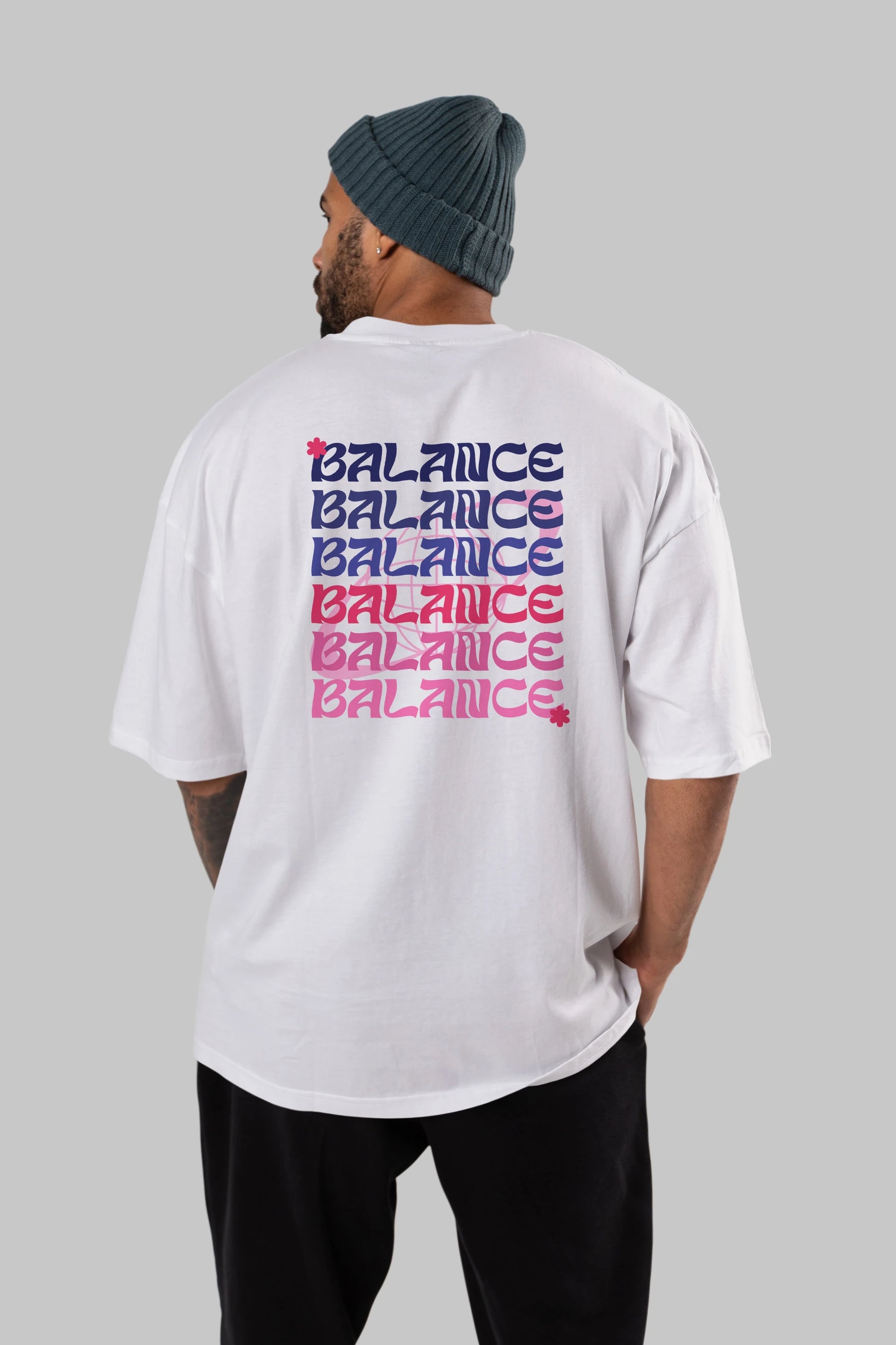 Balance Yazılı Arka Baskılı Oversize t-shirt Erkek Kadın Unisex