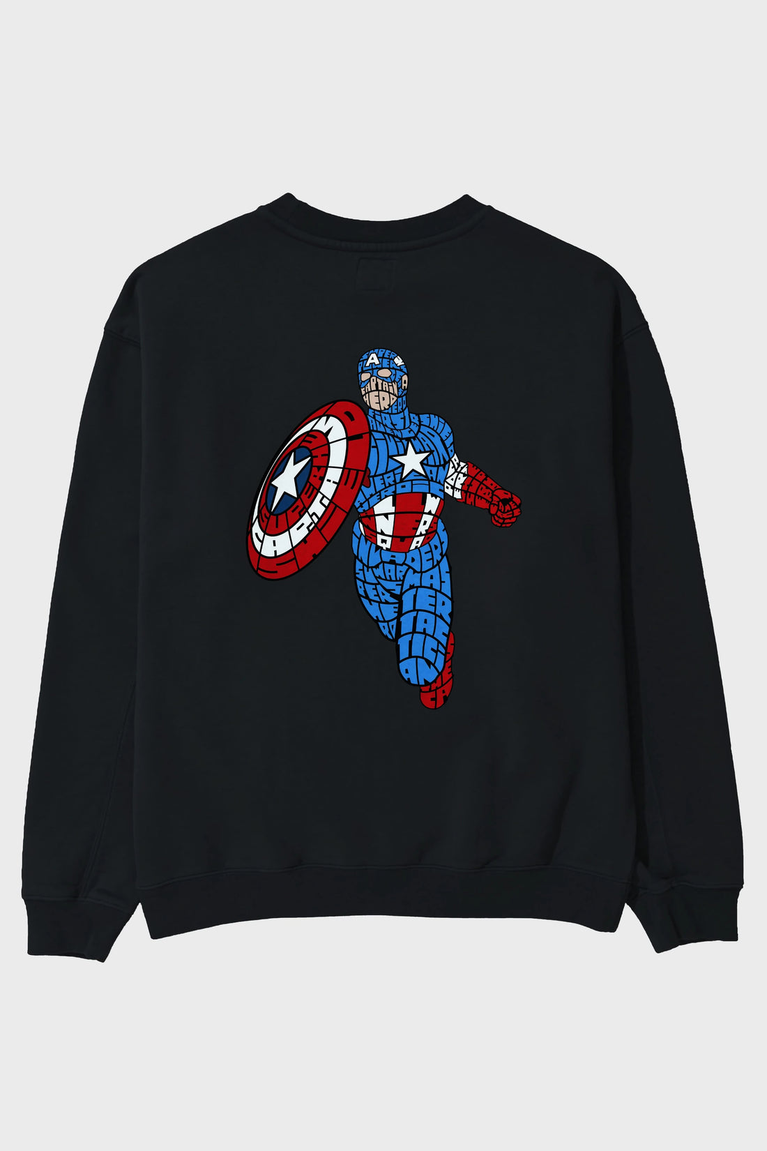 Star and Stripes Hero Arka Baskılı Oversize Sweatshirt Erkek Kadın Unisex