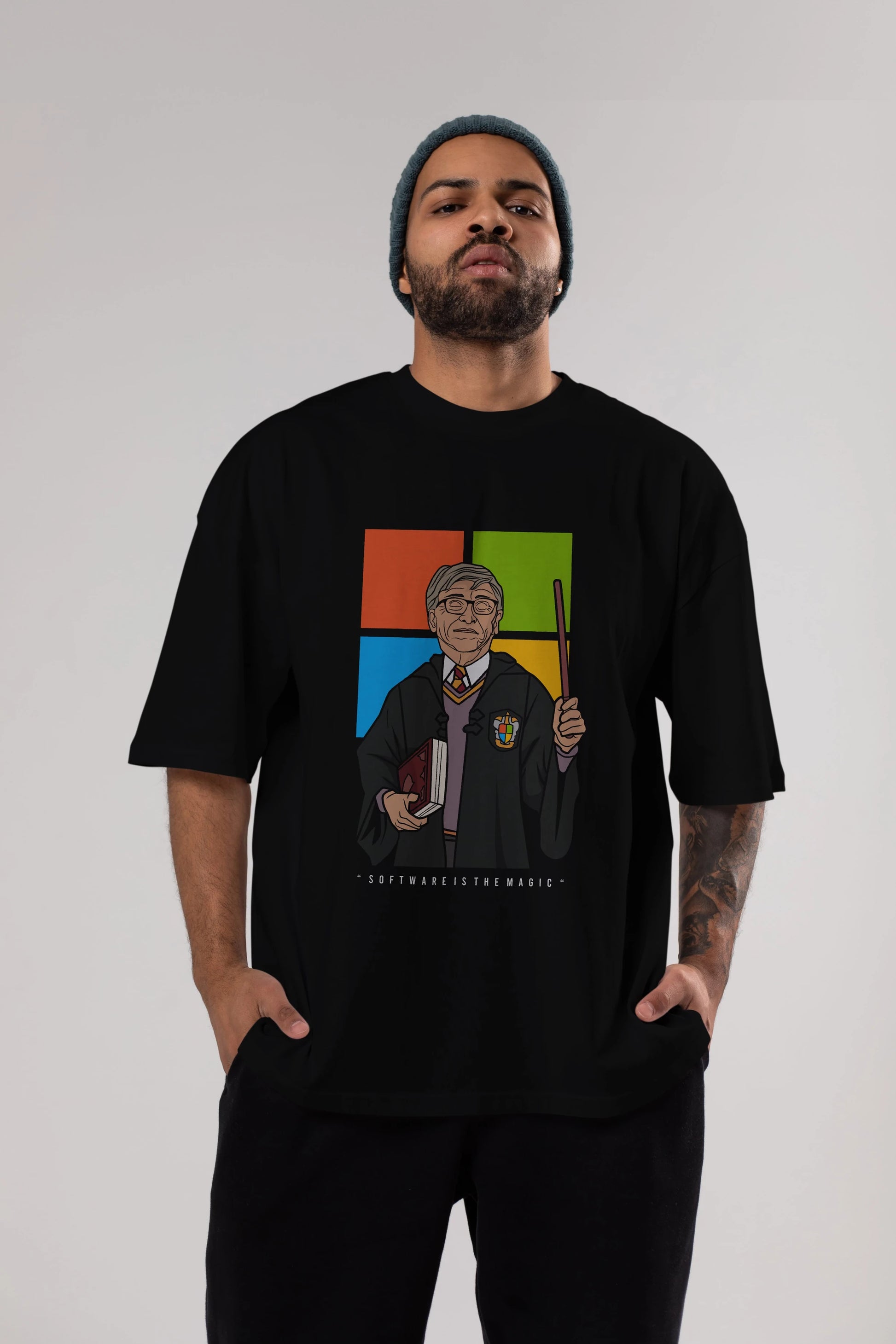 Harry Potter Gates Ön Baskılı Oversize t-shirt Erkek Kadın Unisex %100 Pamuk tişort