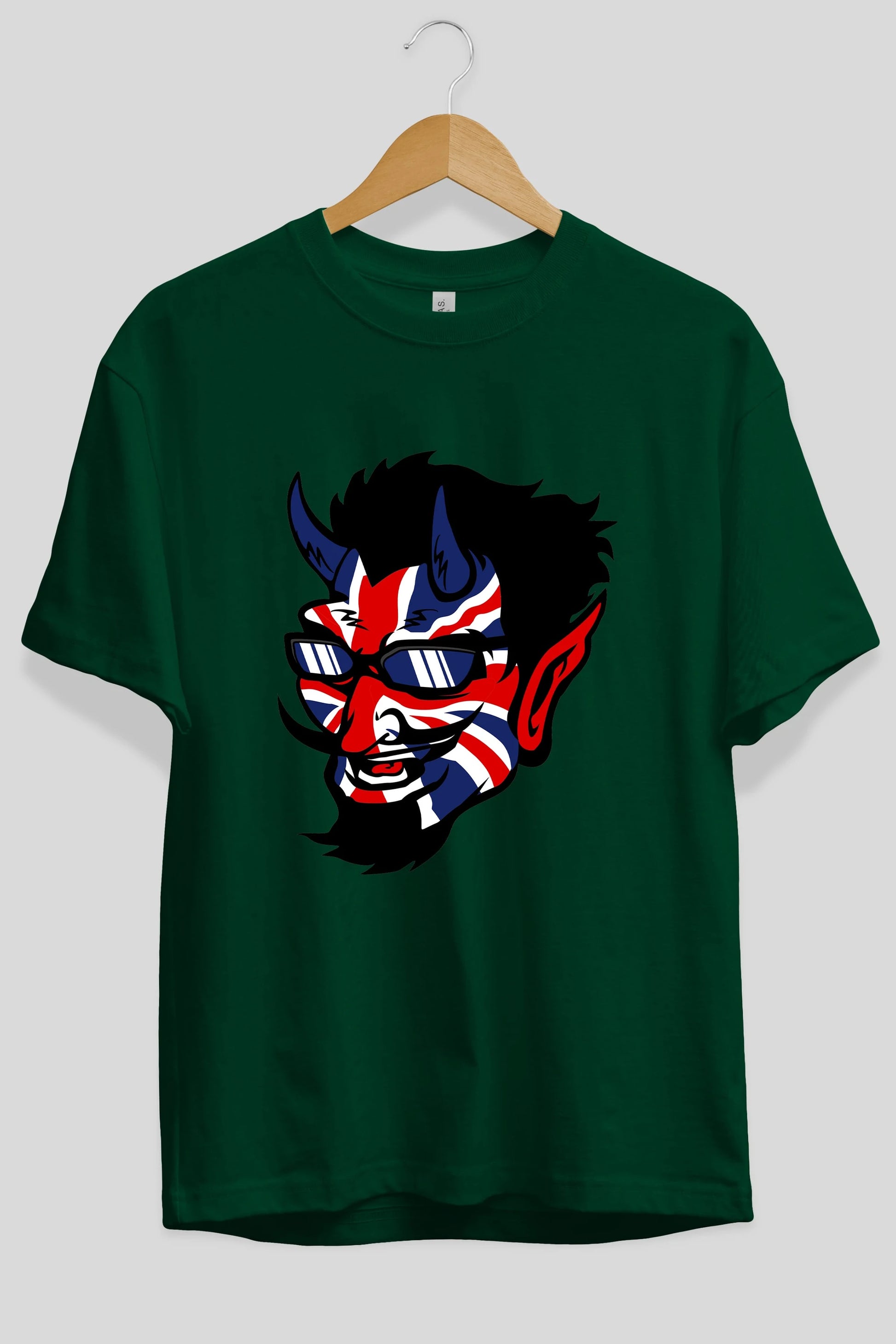 UK Devil Ön Baskılı Oversize t-shirt Erkek Kadın Unisex %100 Pamuk tişort