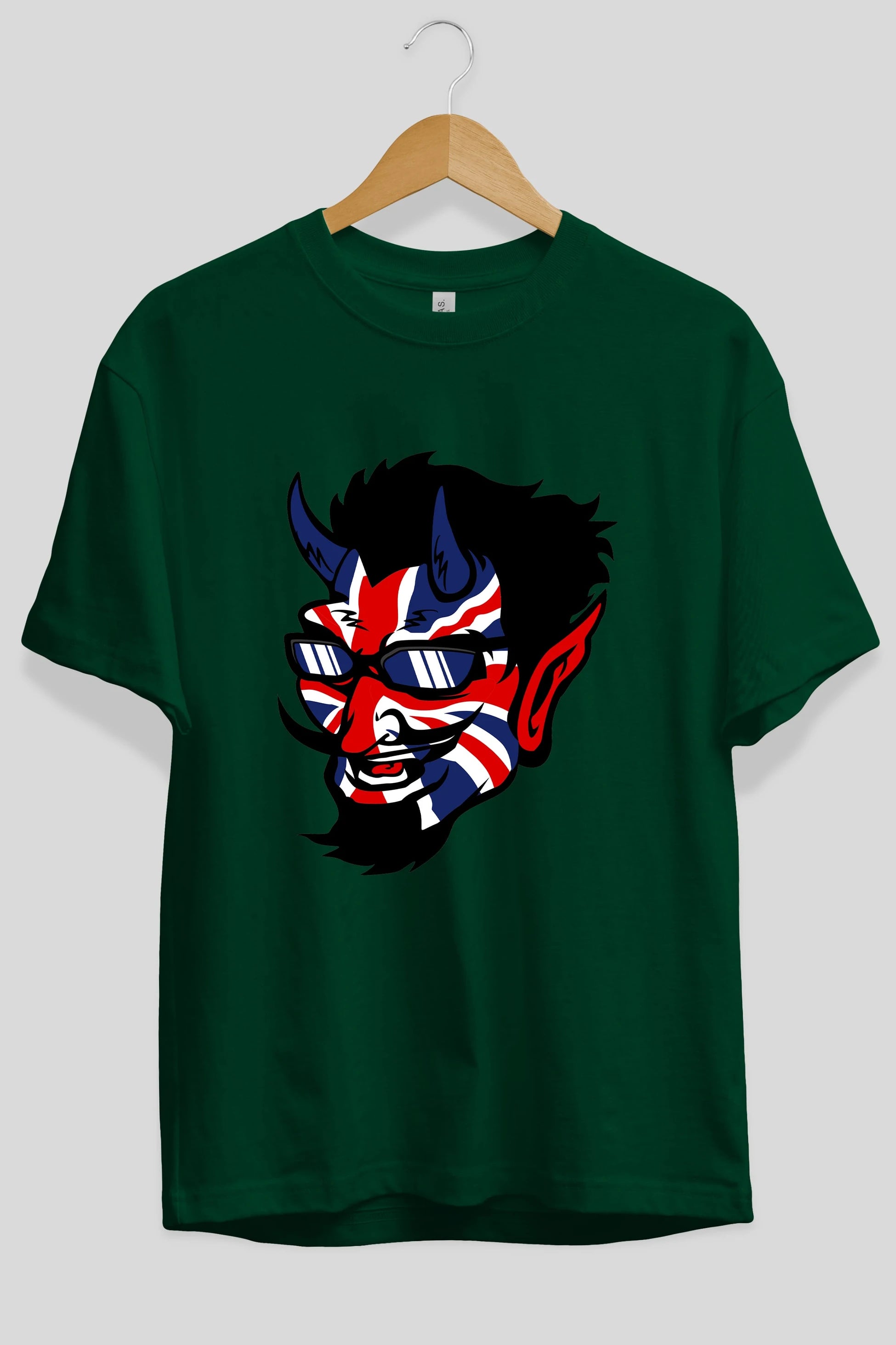 UK Devil Ön Baskılı Oversize t-shirt Erkek Kadın Unisex %100 Pamuk tişort