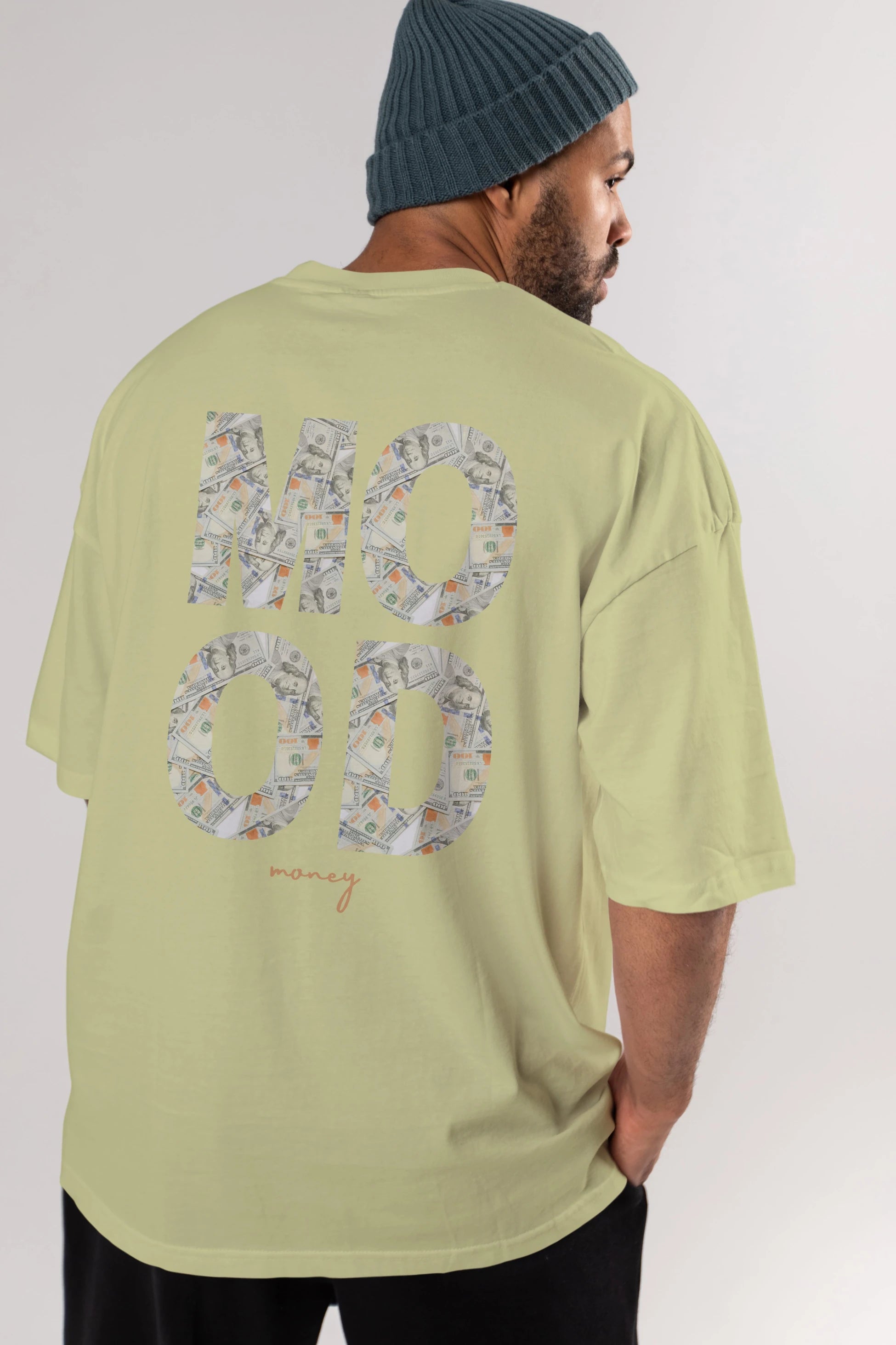Mood Money Yazılı Arka Baskılı Oversize t-shirt Erkek Kadın Unisex