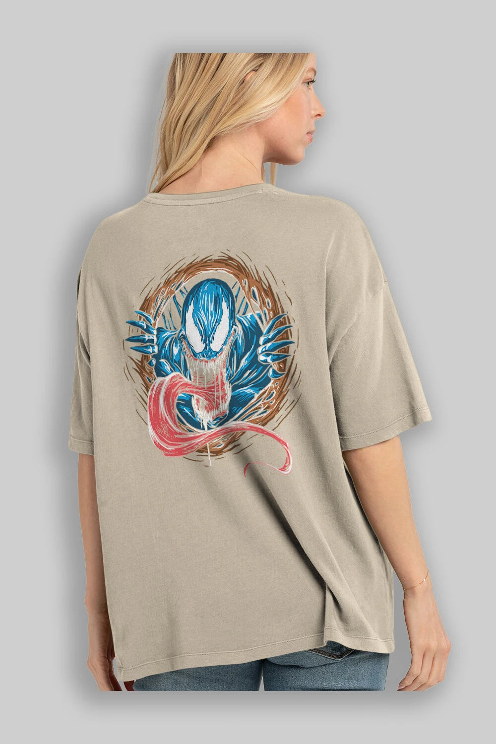Venom (7) Arka Baskılı Oversize t-shirt Erkek Kadın Unisex %100 Pamuk Bisiklet Yaka tişort