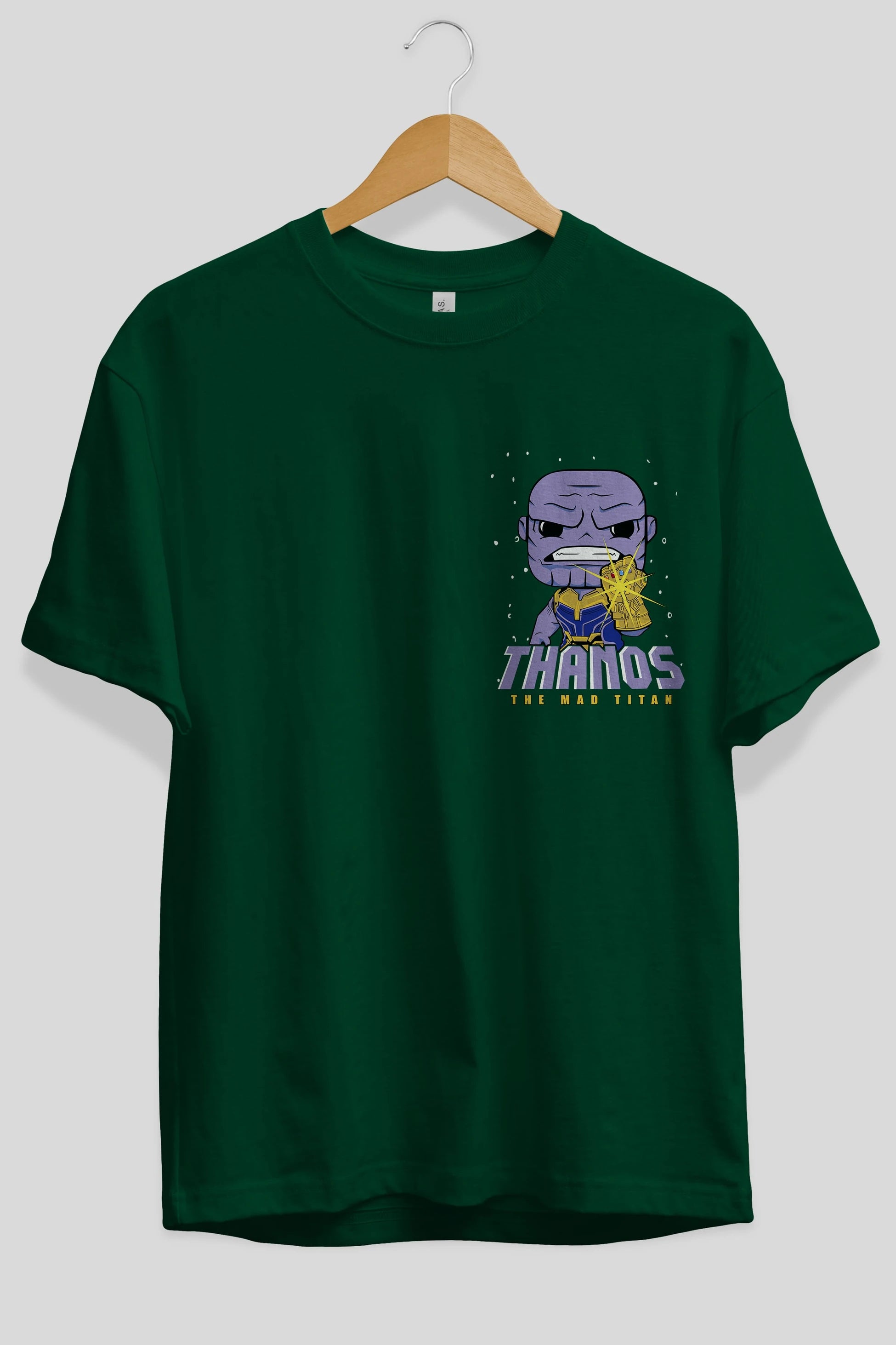 Thanos (1) Ön Sol Baskılı Oversize t-shirt Erkek Kadın Unisex %100 Pamuk Bisiklet Yaka tişort