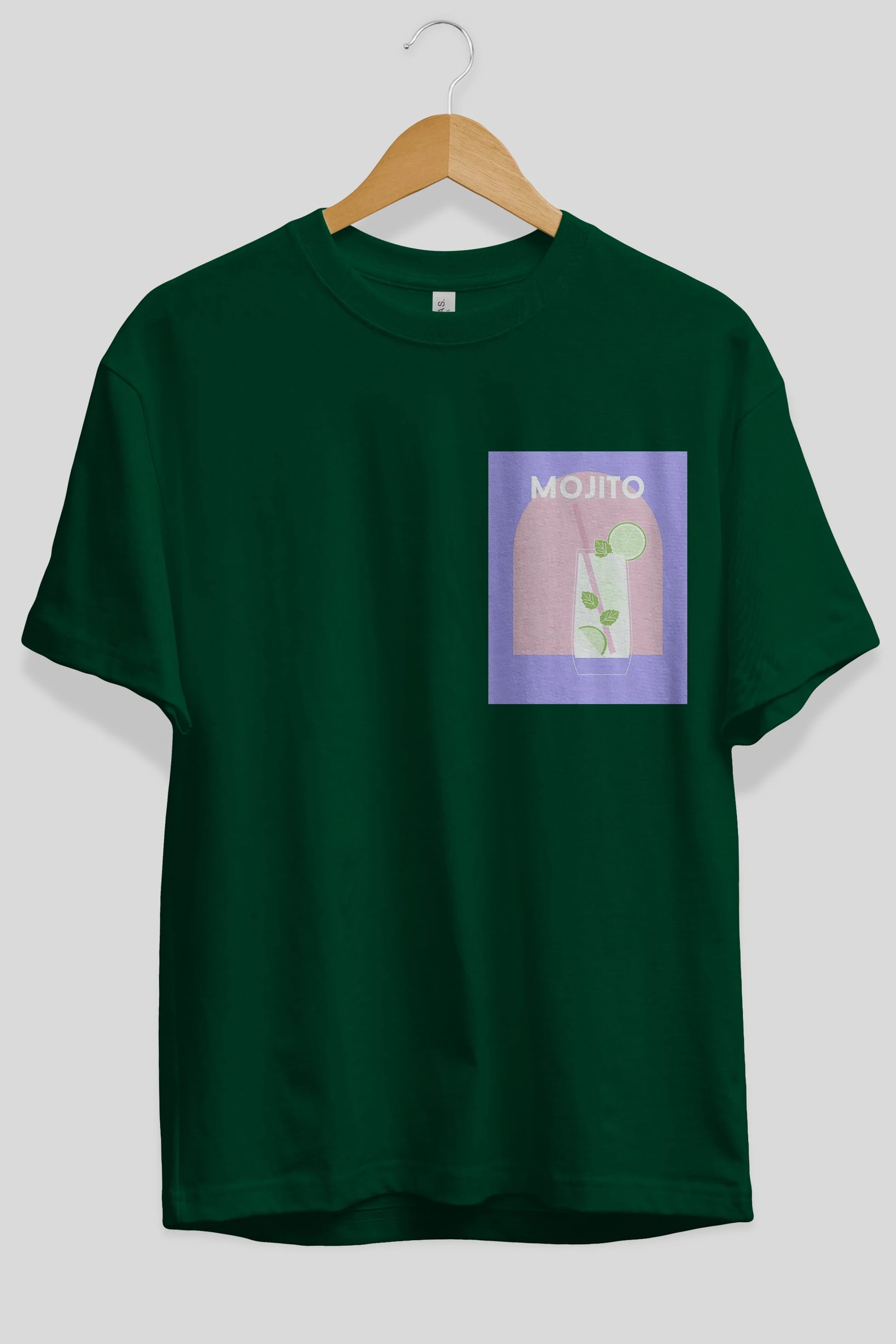 Mojito 2 Ön Sol Baskılı Oversize t-shirt Erkek Kadın Unisex %100 Pamuk Bisiklet Yaka tişort