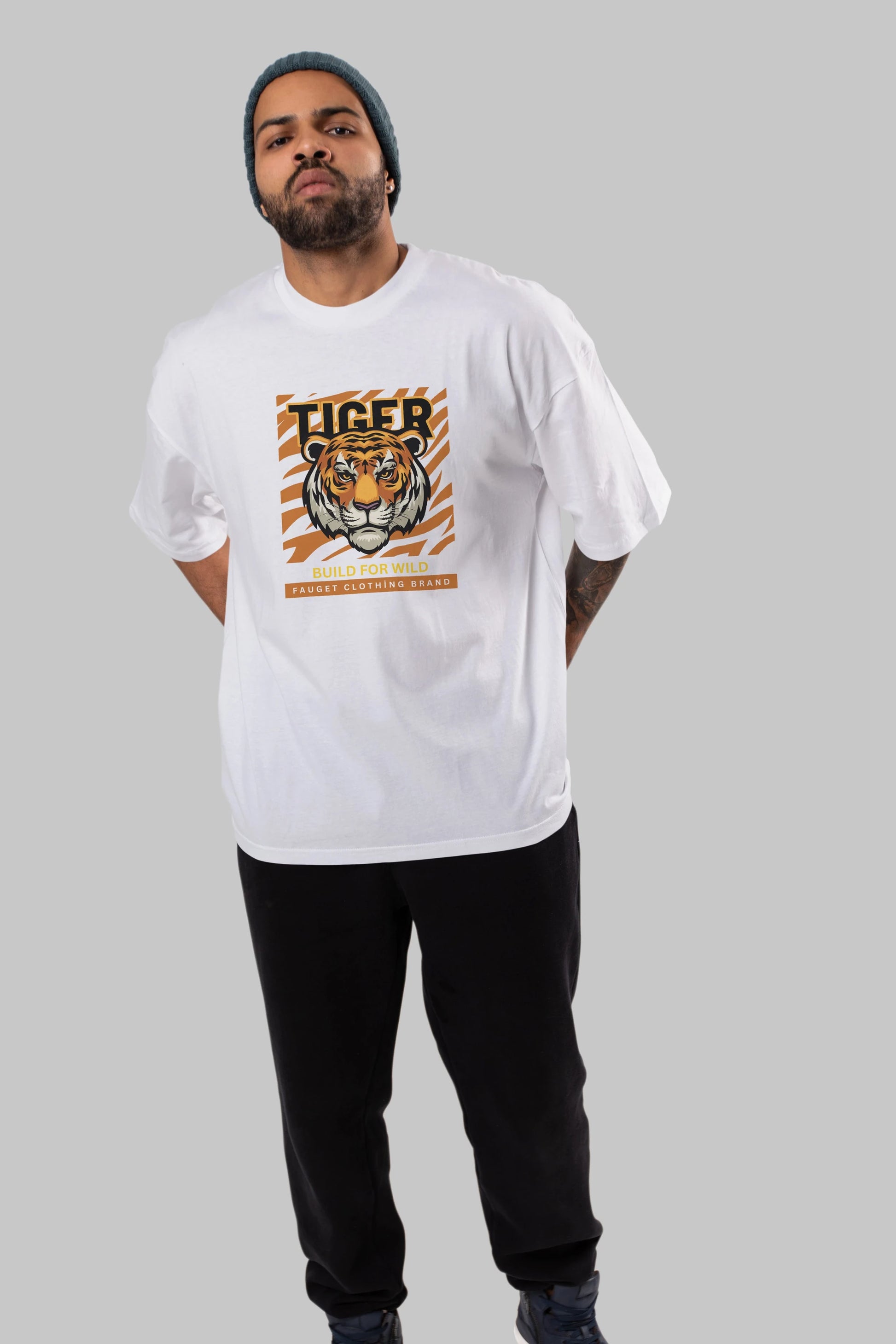 Tiger Ön Baskılı Oversize t-shirt Erkek Kadın Unisex