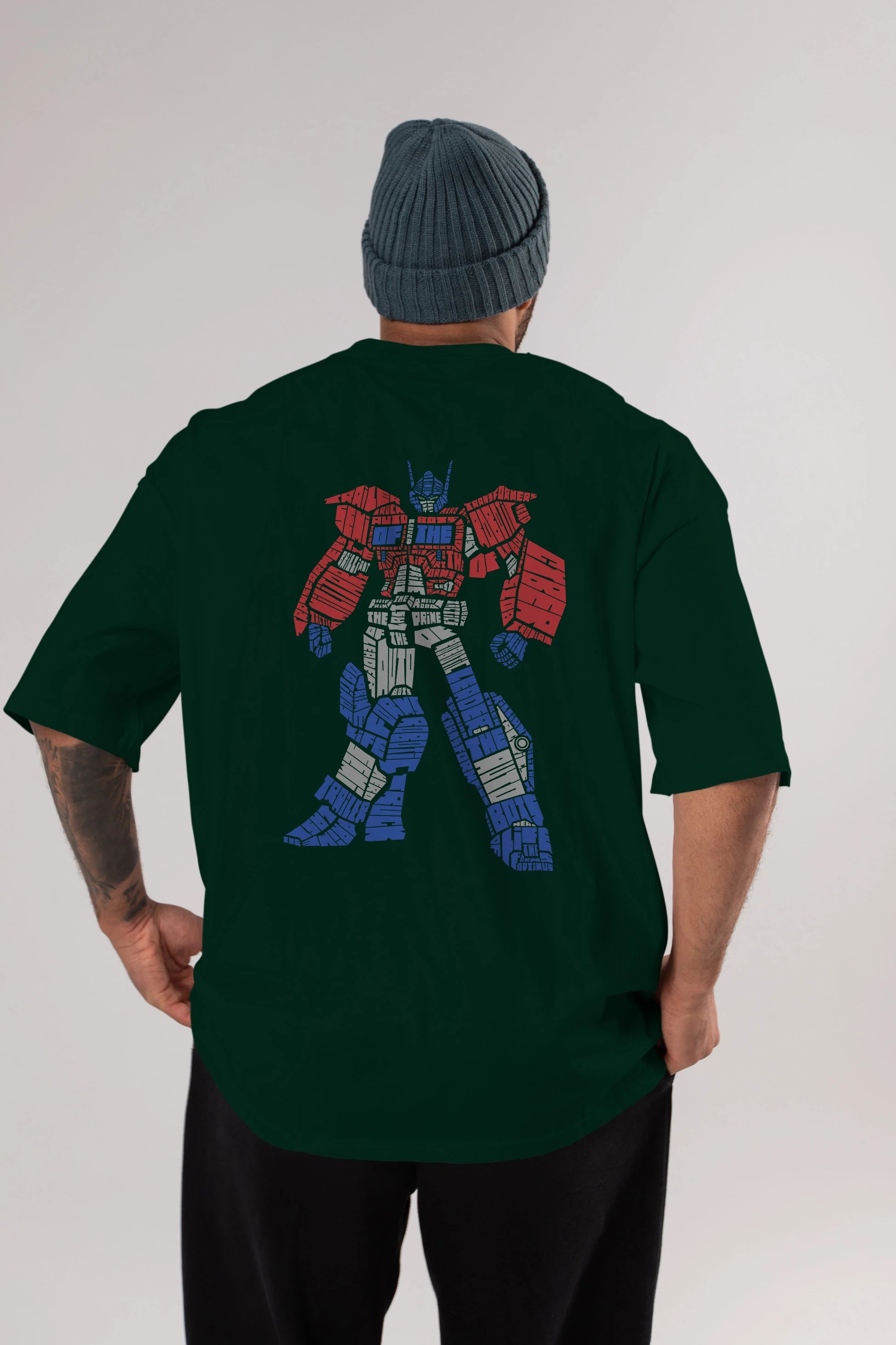 Optimus Prime Arka Baskılı Oversize t-shirt %100 pamuk Erkek Kadın Unisex