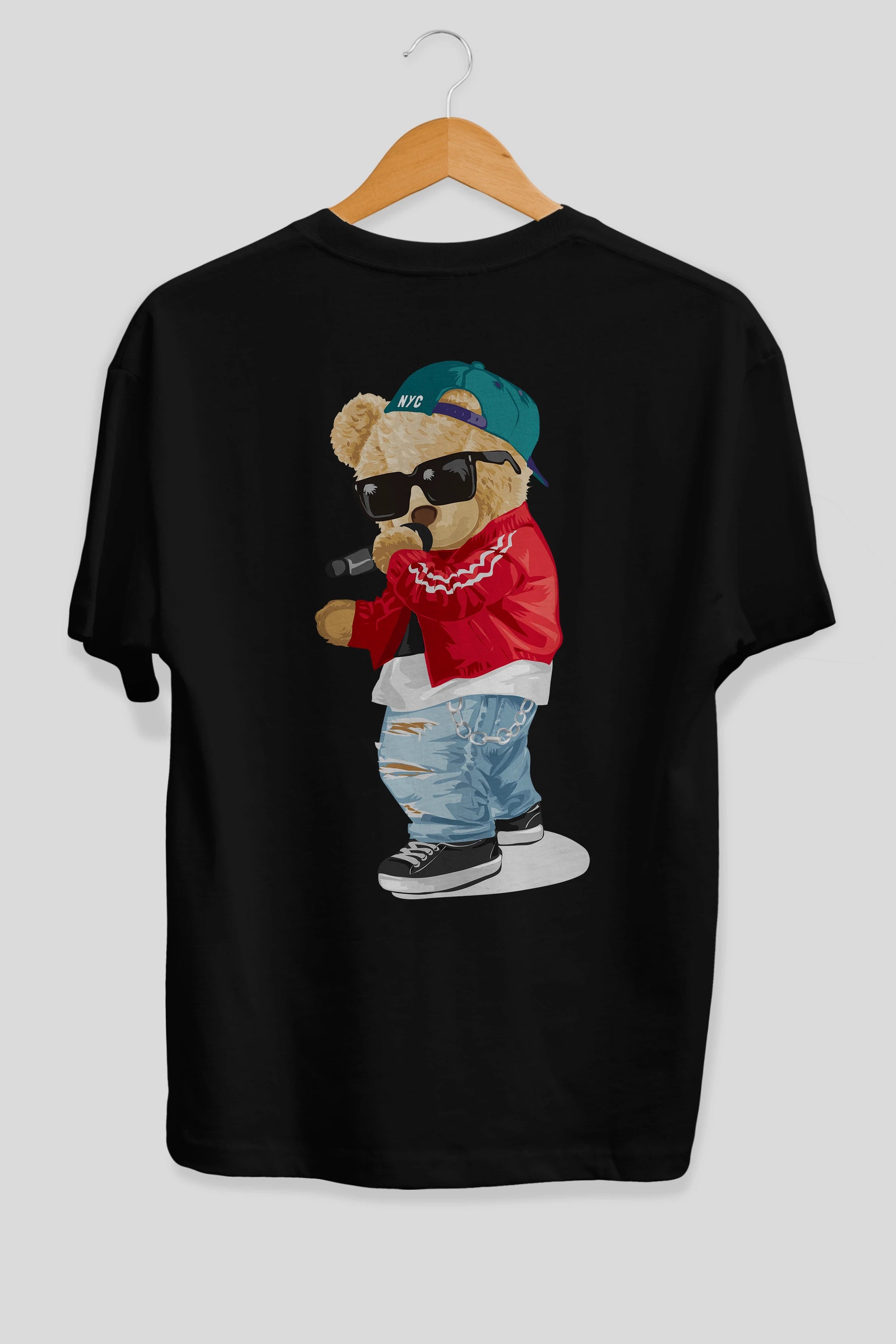 Teddy Bear Şarkıcı Arka Baskılı Oversize t-shirt Erkek Kadın Unisex %100 Pamuk