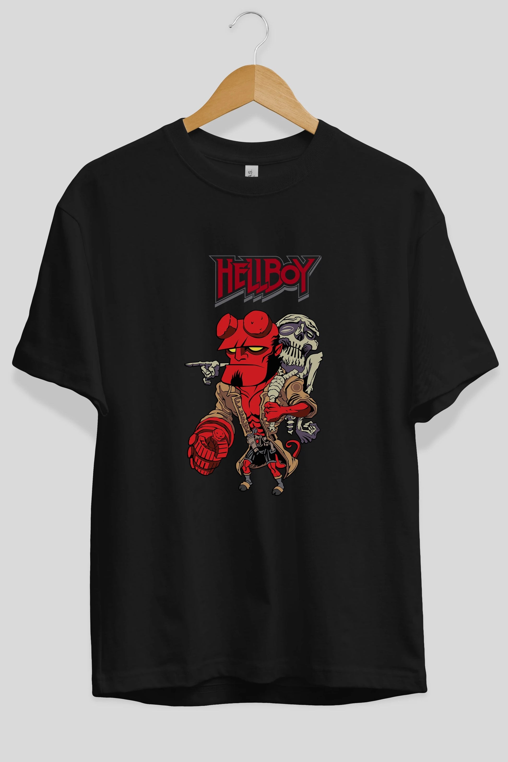 Hellboy (2) Ön Baskılı Oversize t-shirt Erkek Kadın Unisex %100 Pamuk Bisiklet Yaka tişort