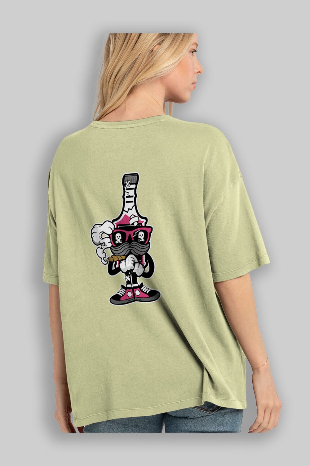 Vodka Bottle Arka Baskılı Oversize t-shirt Erkek Kadın Unisex %100 Pamuk tişort