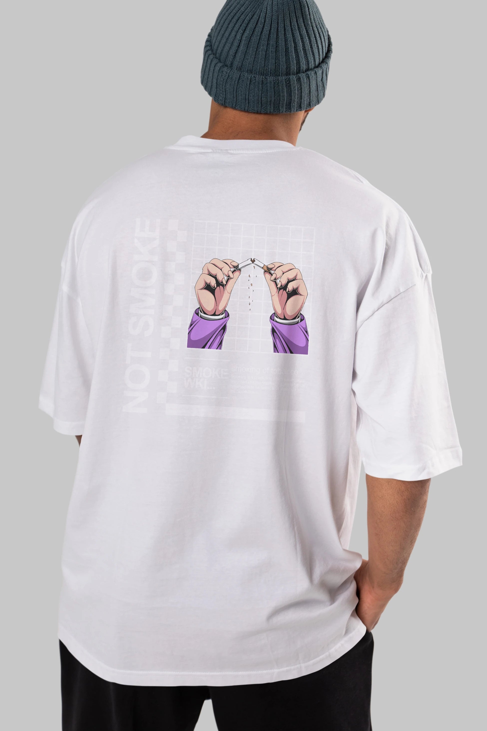 Not Smoke Arka Baskılı Oversize t-shirt Erkek Kadın Unisex