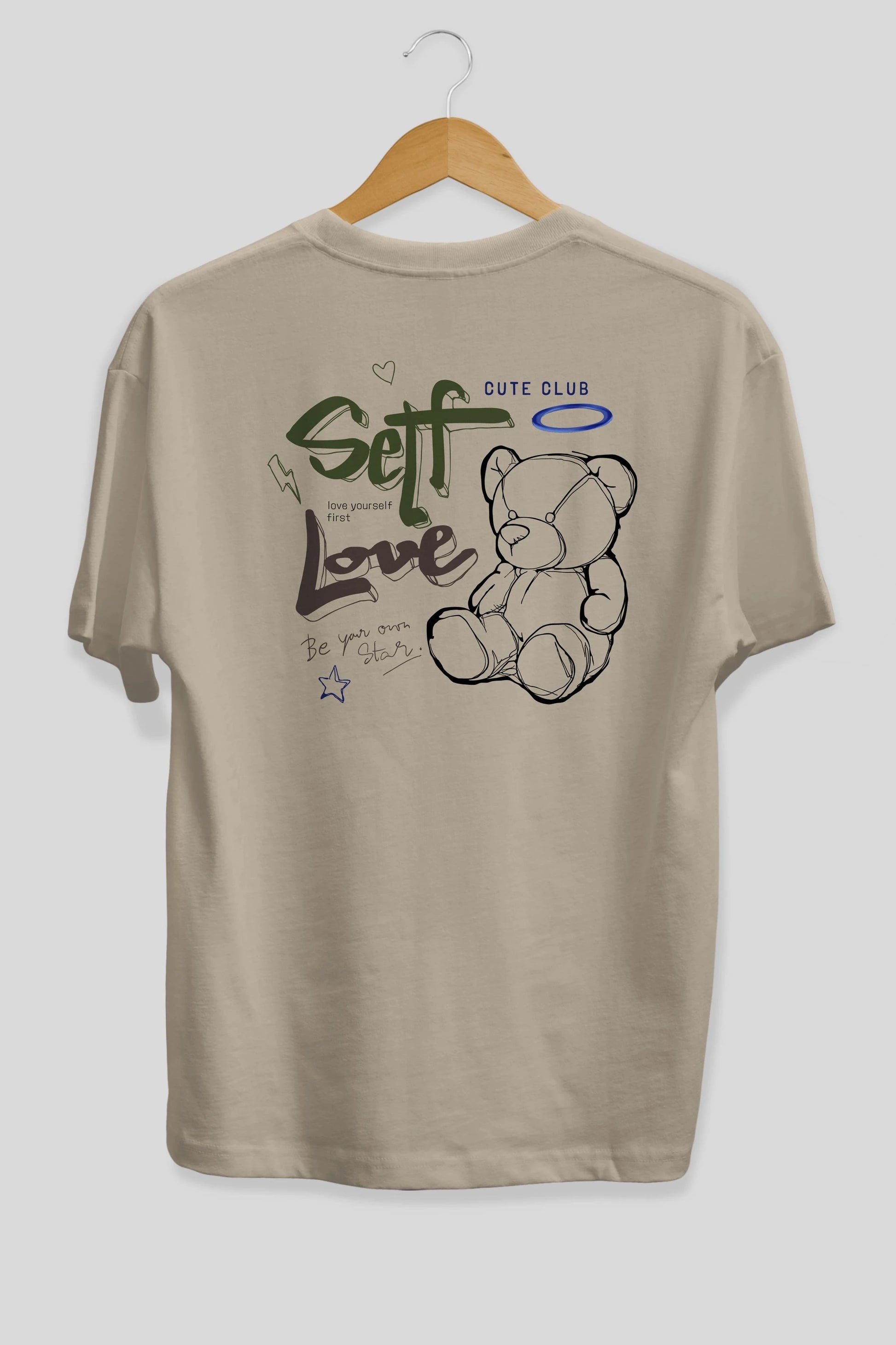 Self Love Bear Arka Baskılı Oversize t-shirt Erkek Kadın Unisex