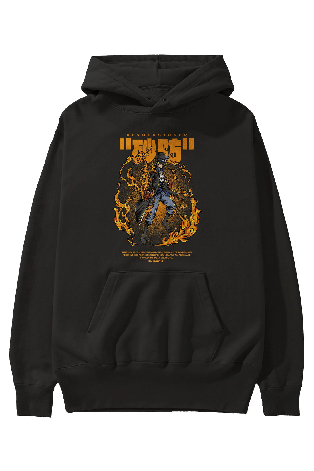 Revolusioner Sabo Anime Ön Baskılı Hoodie Oversize Kapüşonlu Sweatshirt Erkek Kadın Unisex