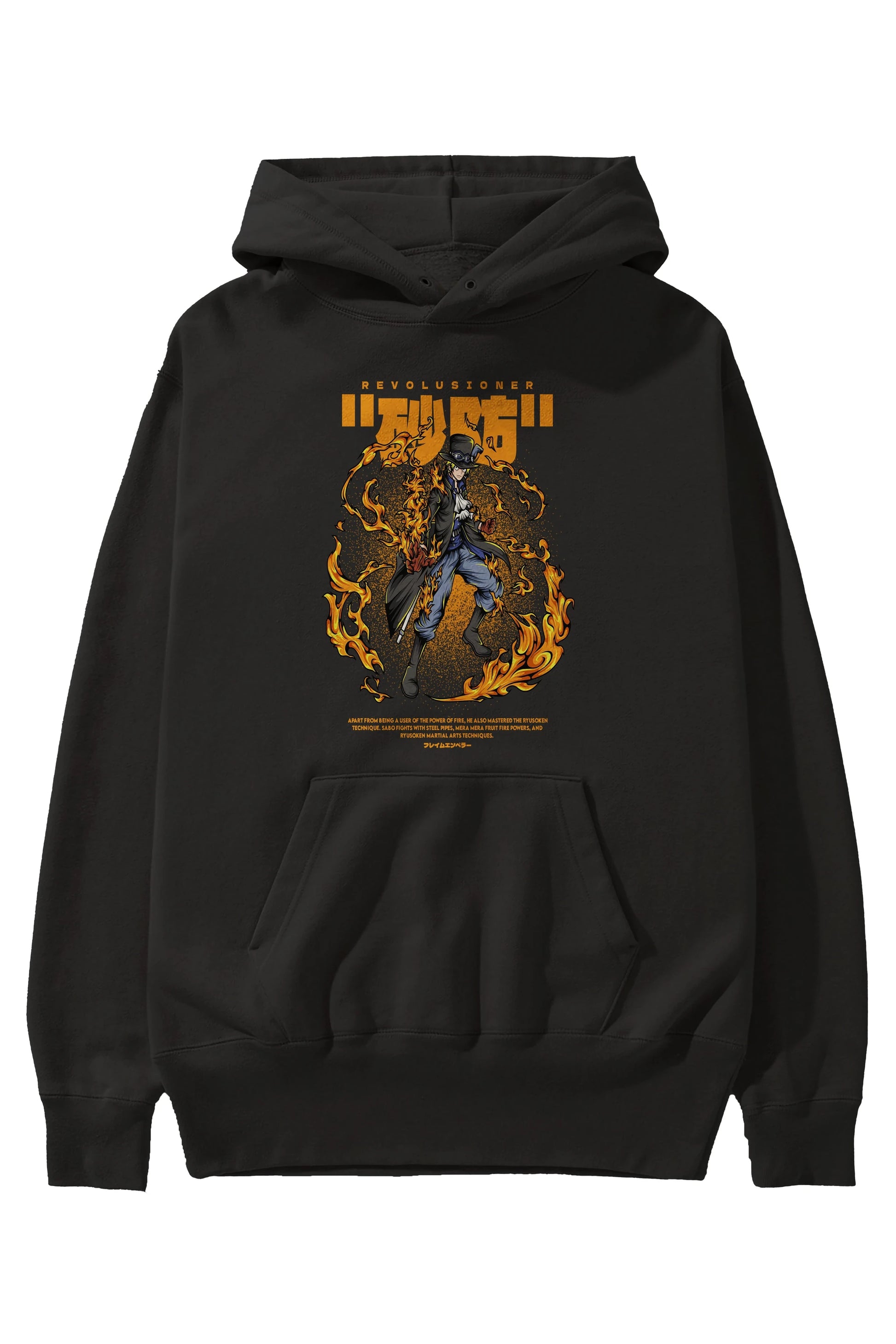 Revolusioner Sabo Anime Ön Baskılı Hoodie Oversize Kapüşonlu Sweatshirt Erkek Kadın Unisex