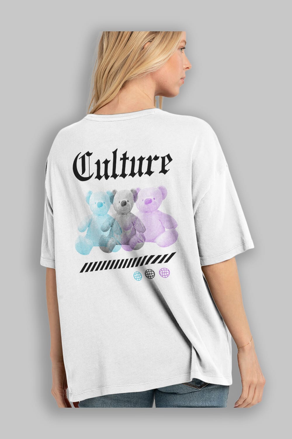 Culture Bear Arka Baskılı Oversize t-shirt Erkek Kadın Unisex