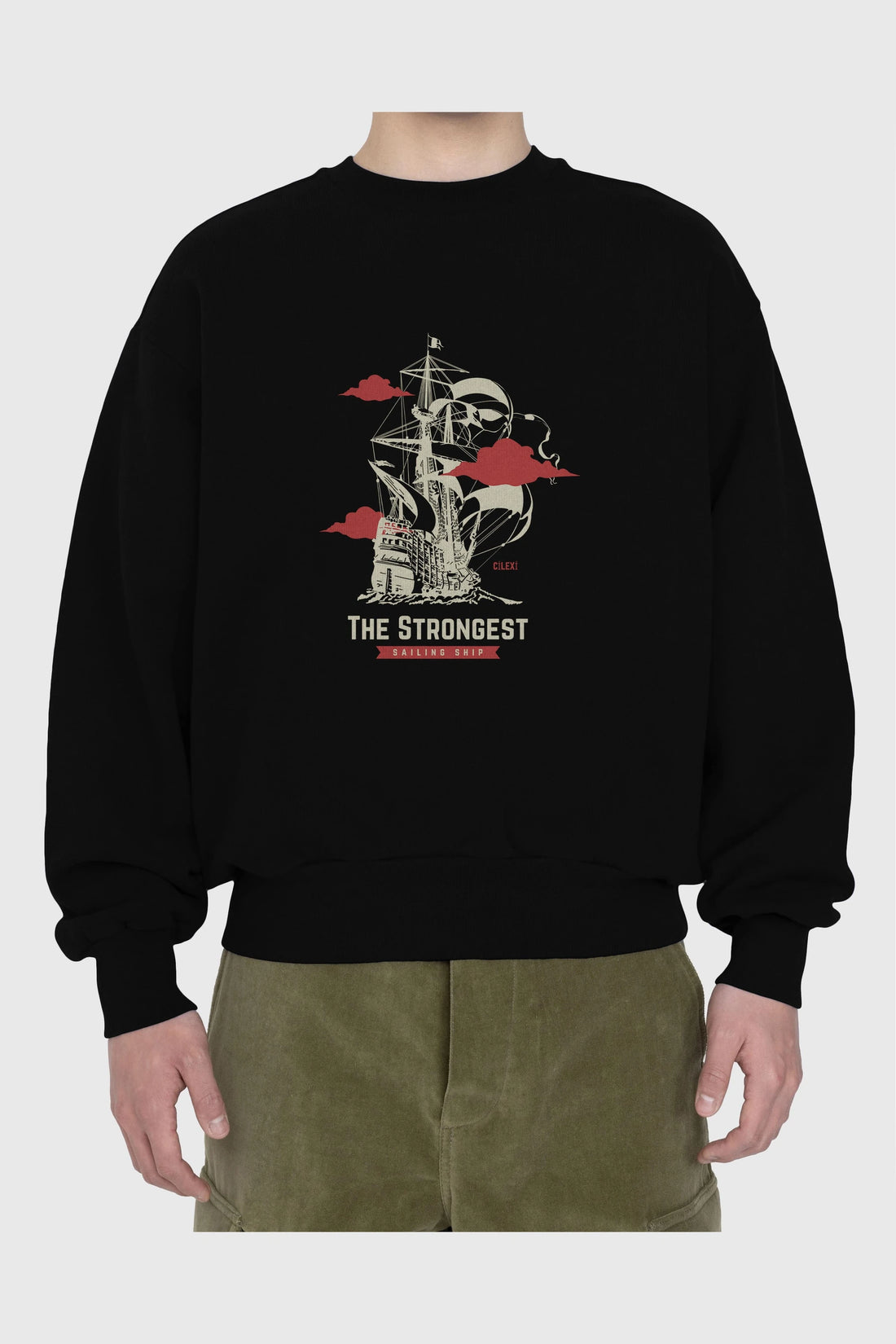 The Strongest Yazılı Ön Baskılı Oversize Sweatshirt Erkek Kadın Unisex