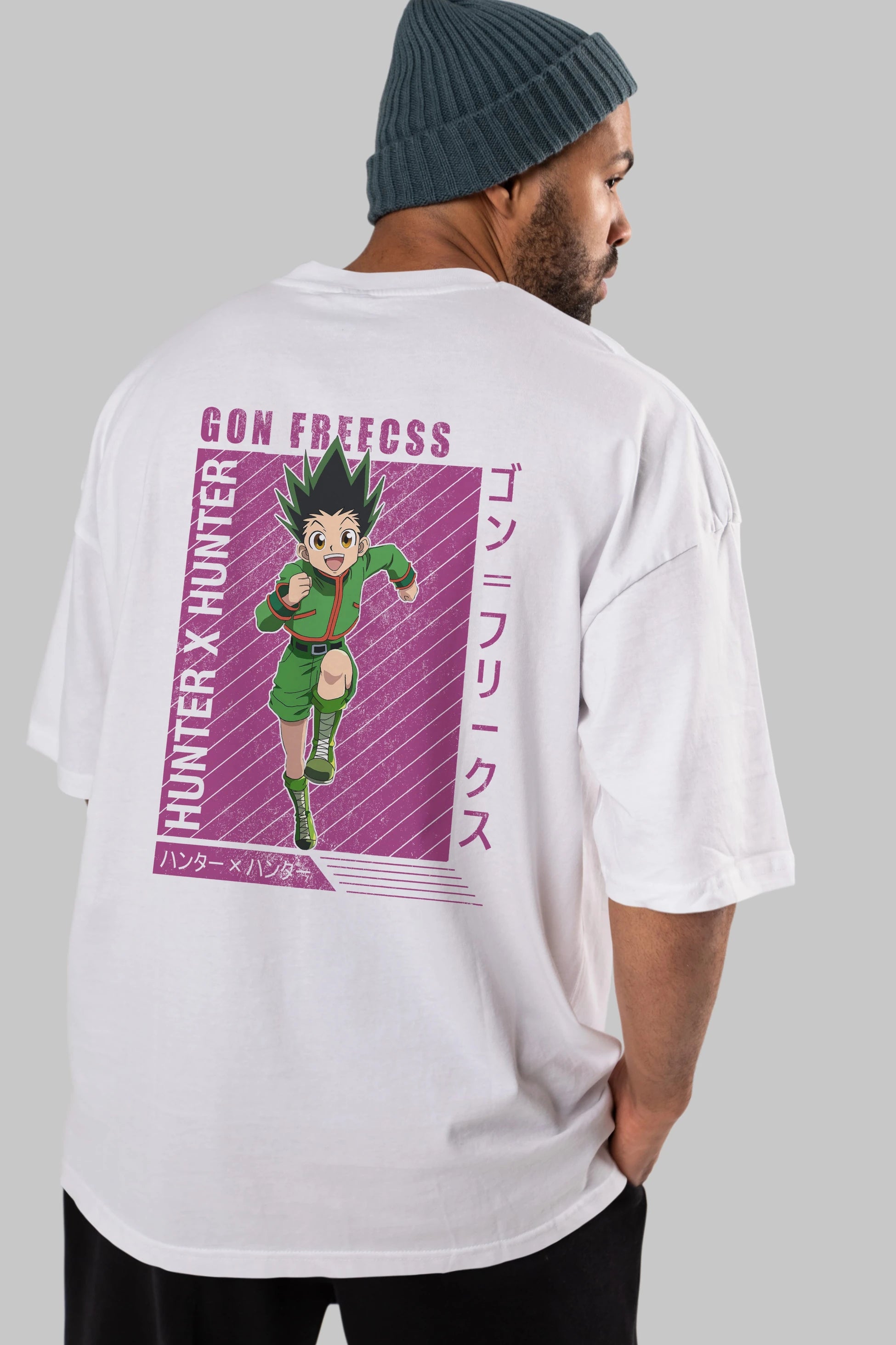 Gon Freecss HUNTER X HUNTER 3 Anime Arka Baskılı Oversize t-shirt Erkek Kadın Unisex
