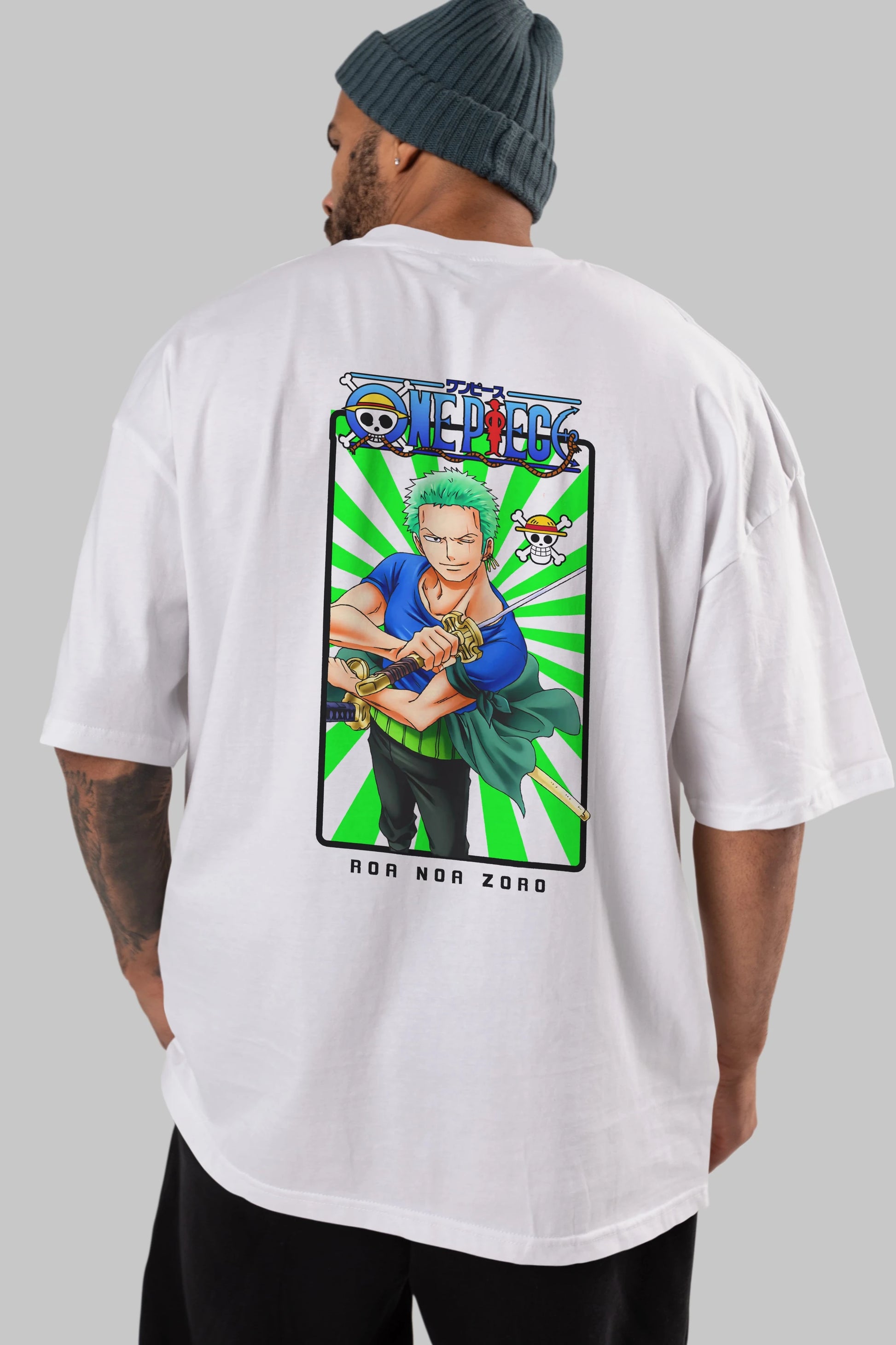 Roronoa Zoro 6 Anime Arka Baskılı Oversize t-shirt Erkek Kadın Unisex %100 pamuk tişort