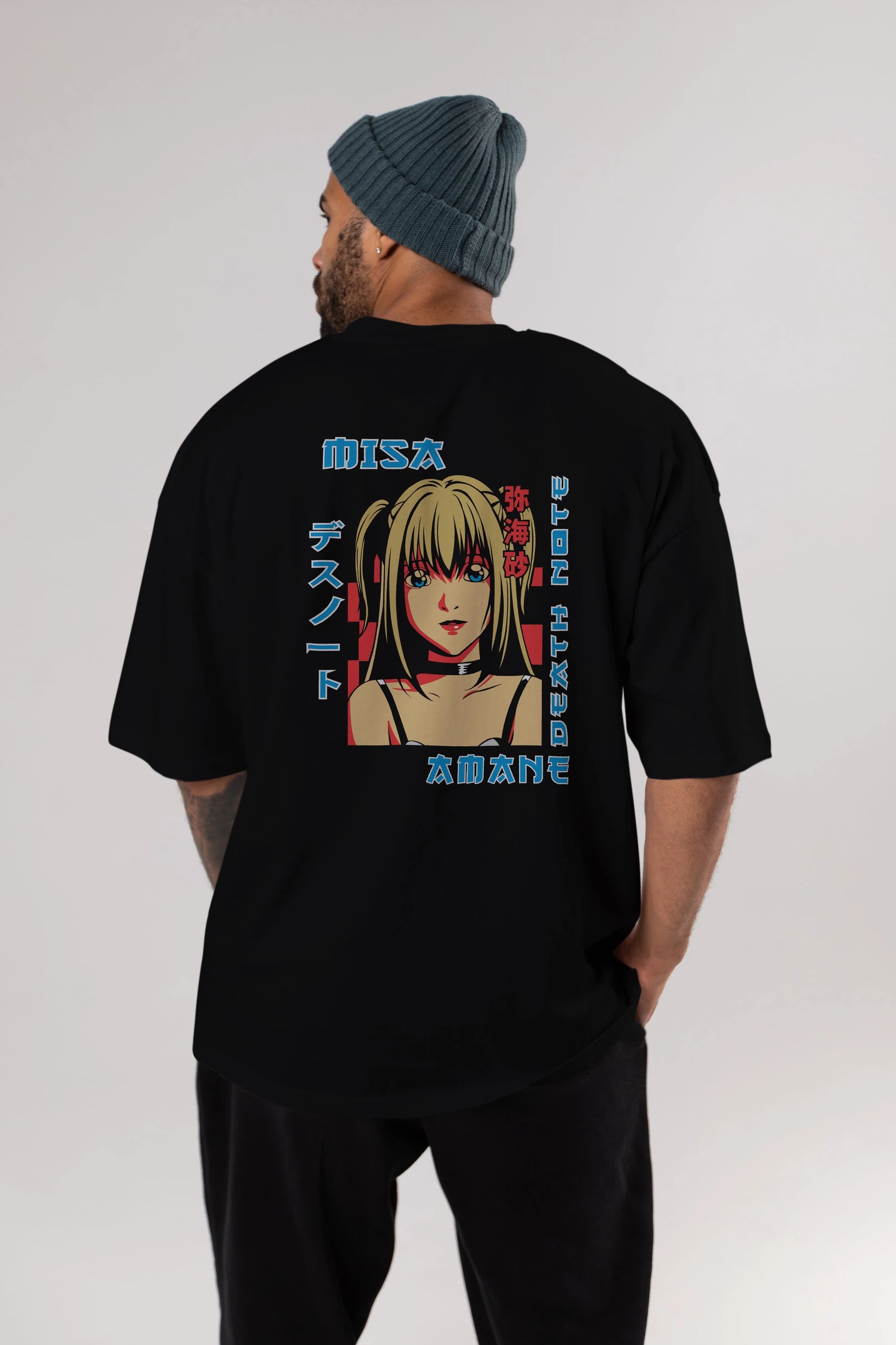 MISA-DEATH NOTE Anime Arka Baskılı Oversize t-shirt Erkek Kadın Unisex